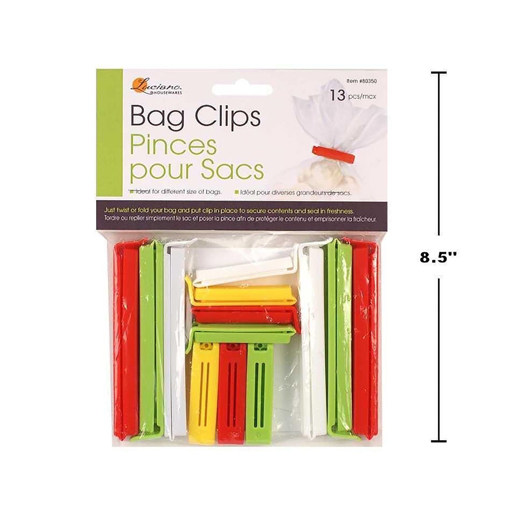 Luciano 13 Bag Clips Plastic 4in and 2.25in