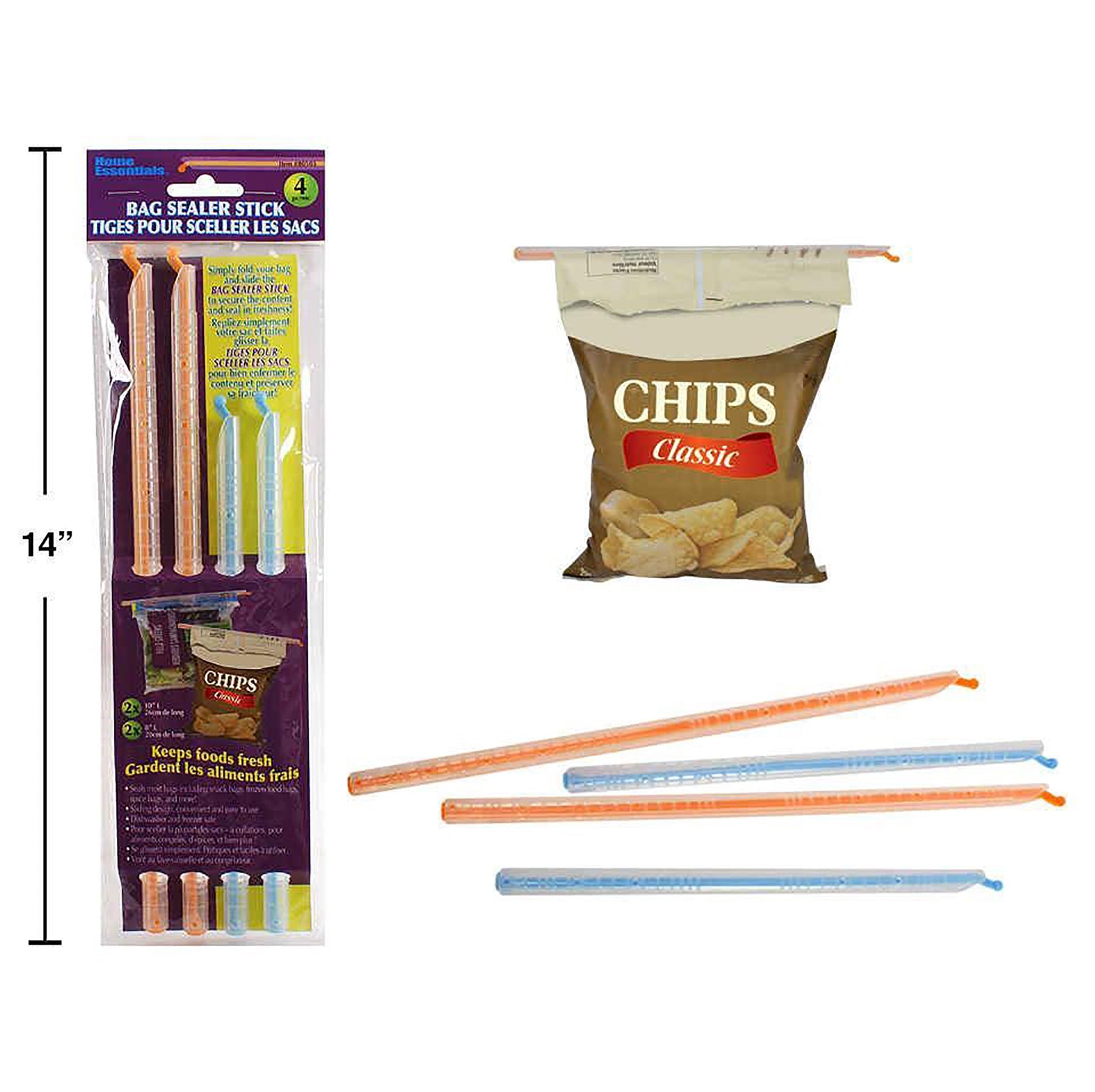 Home Essentials 4 Bag Sealer Plastic Sticks 8in and 10in