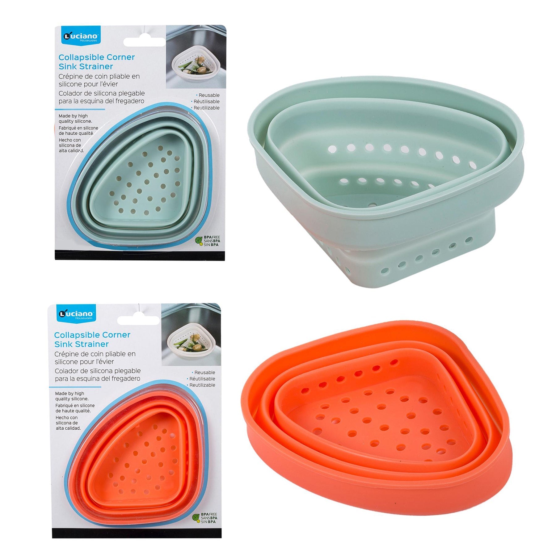 Luciano Collapsible Sink Corner Strainer Silicone  4x5in
