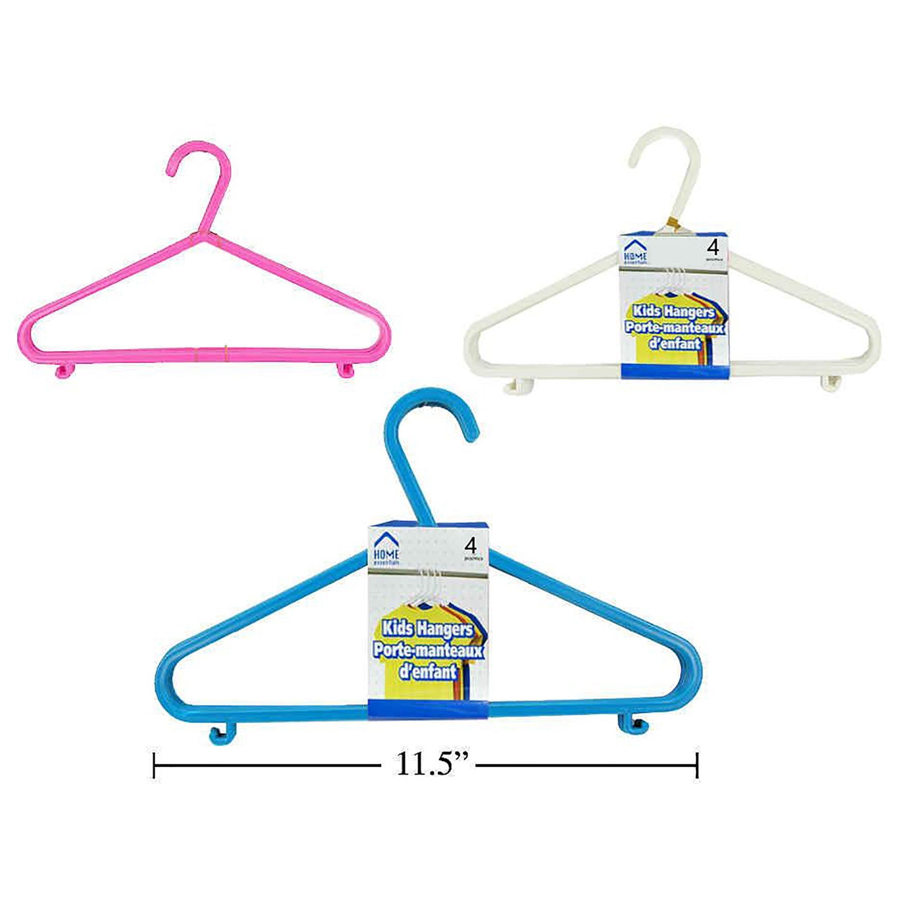 Home Essentials 4 Kids Plastic Hangers 11.5in