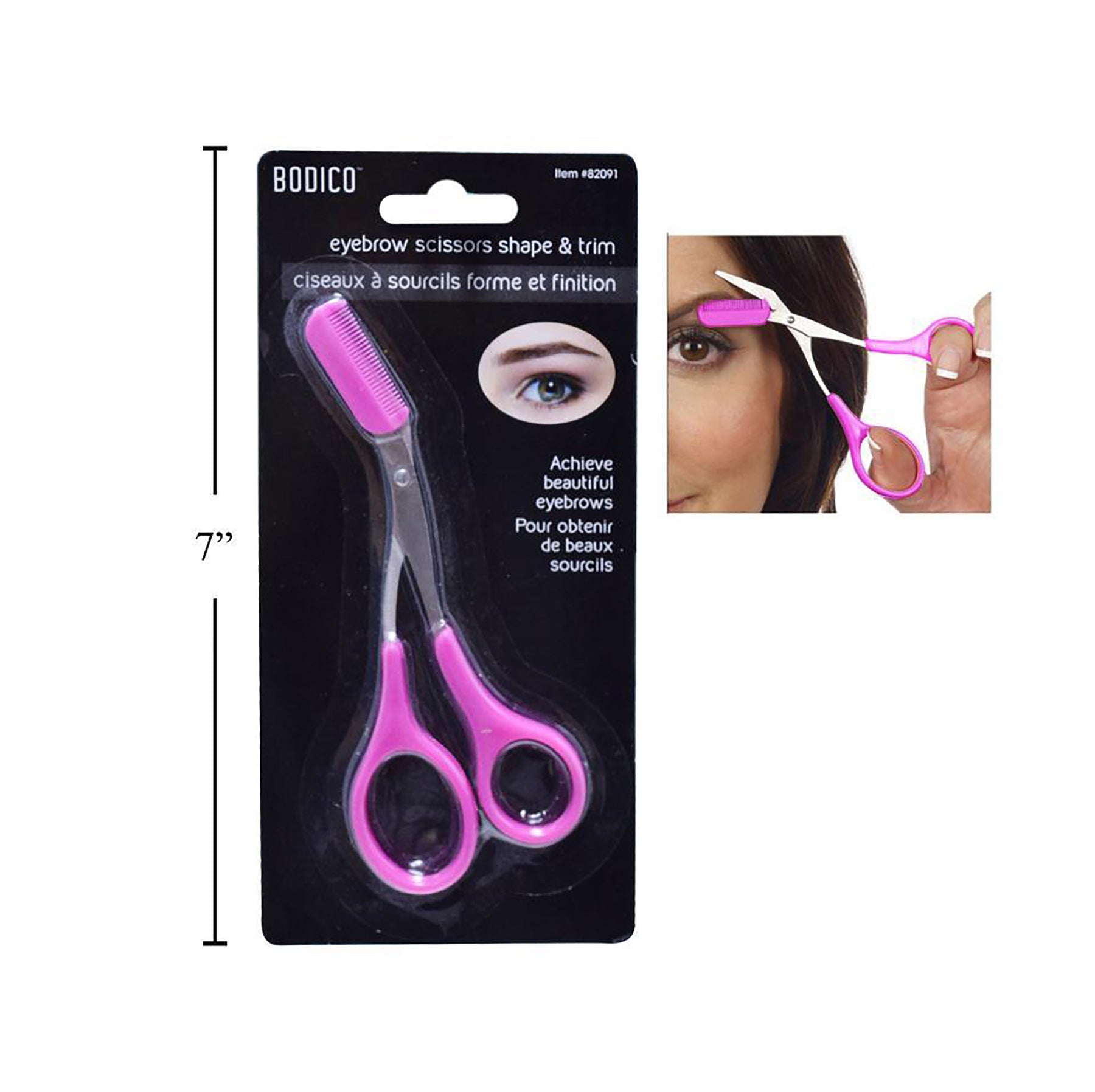 Bodico Fuschia Pink Eyebrow Scissors 4.75in