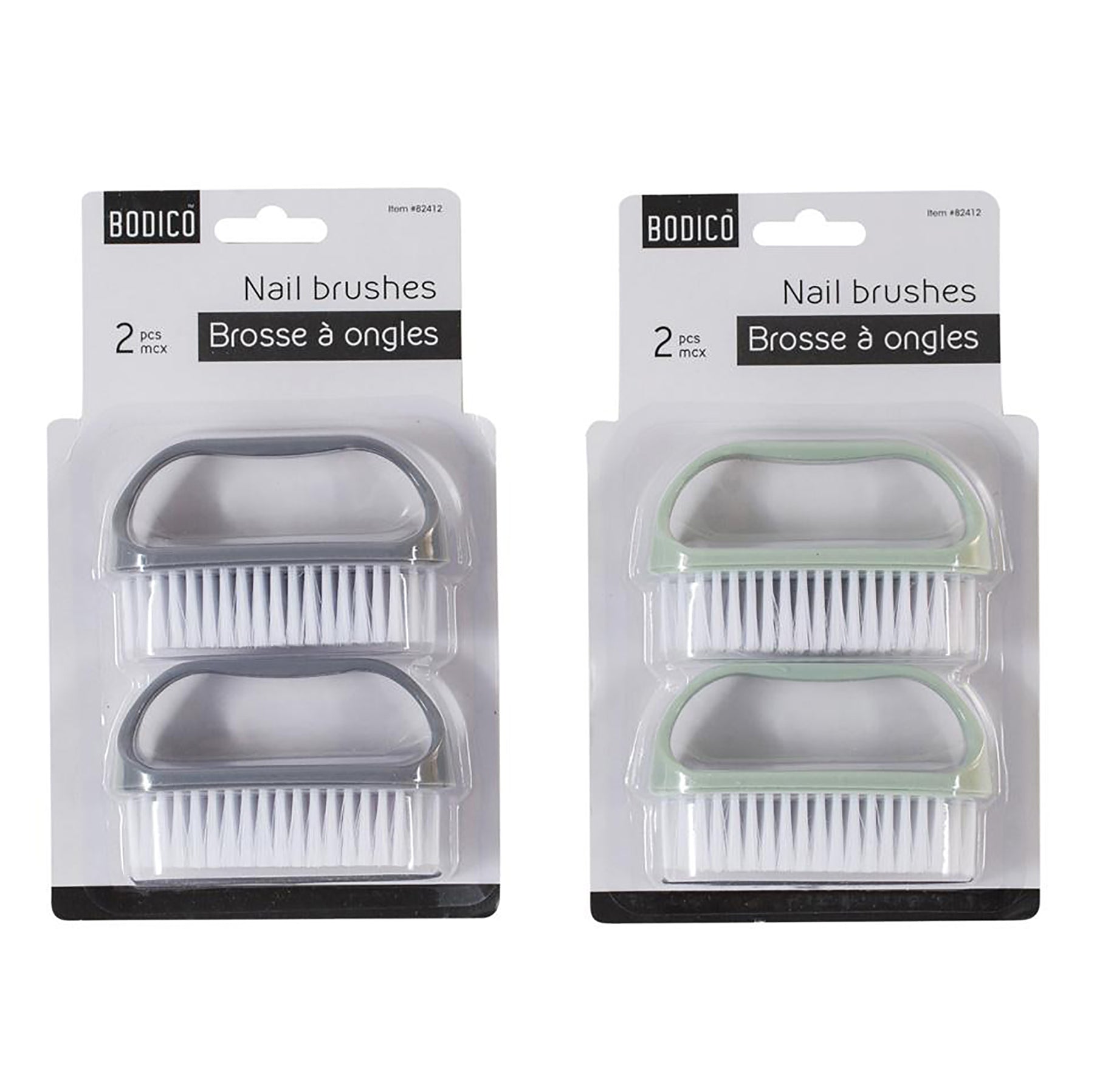Bodico 2 Nail Brushes with Plastic Handle 3.75x2.4x1.4in