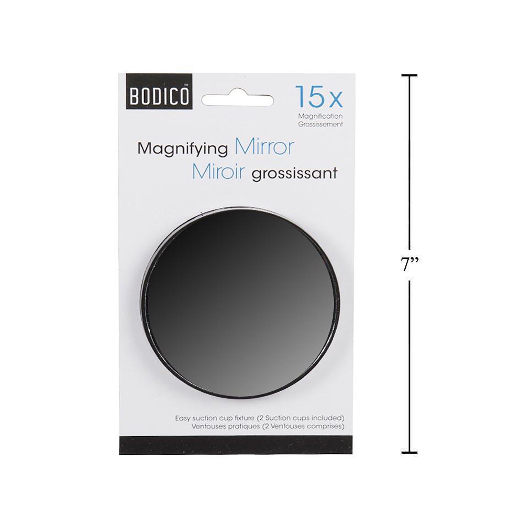 Bodico Mirror Magnifying 15X with Suction Cups 3.5in dia.