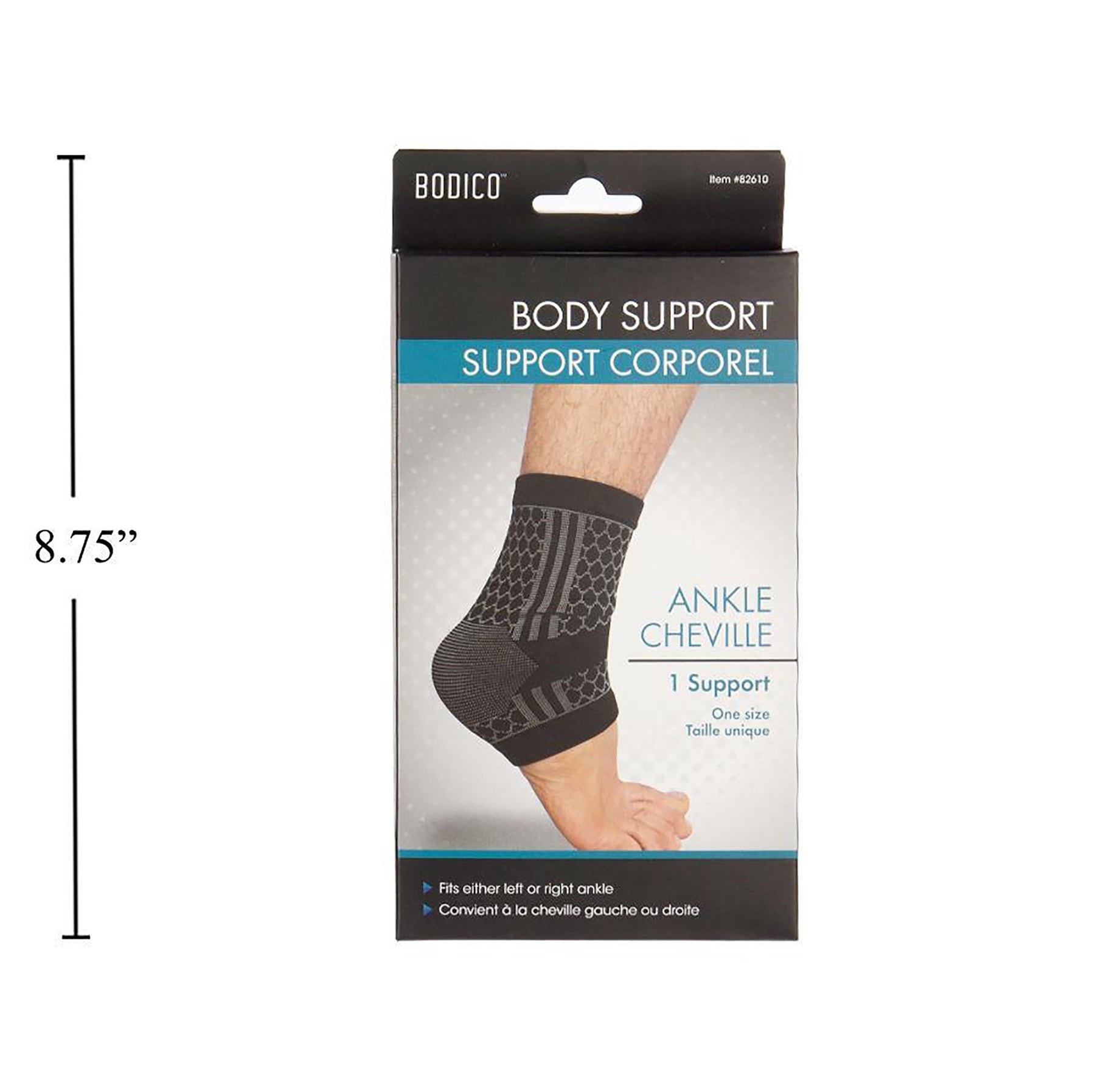 Bodico Pro Ankle Support Black with Grey Web One Size