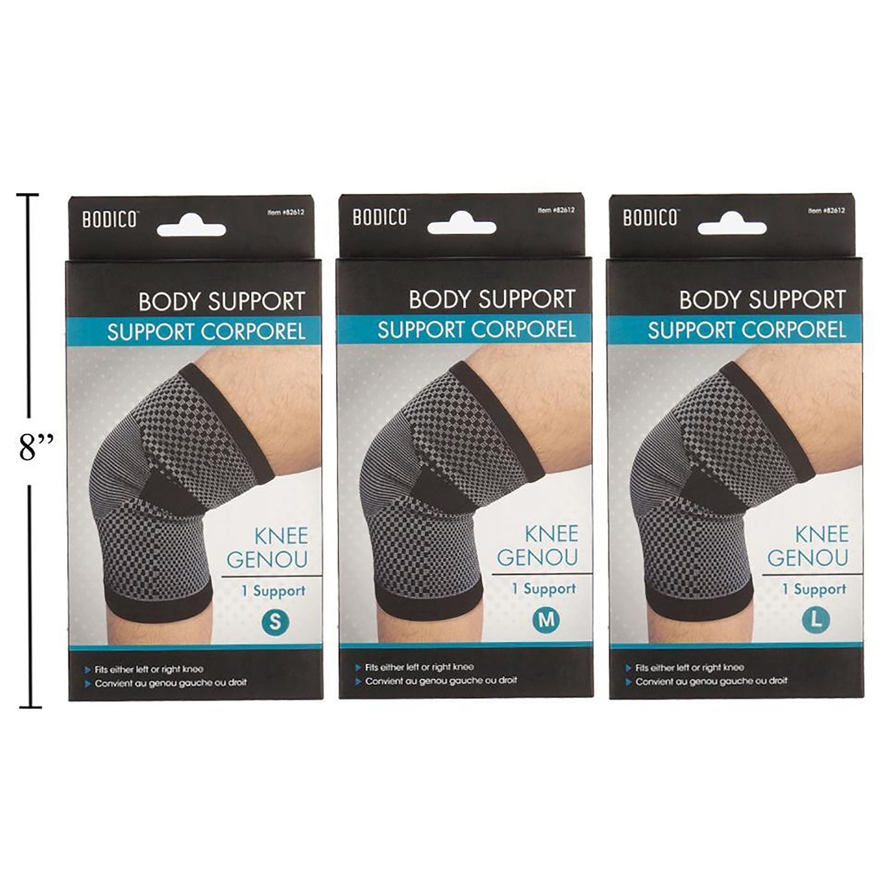 Bodico Pro Knee Support Black with Grey Web