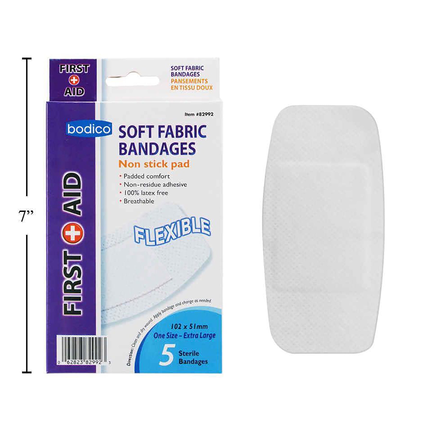 Bodico 5 Adhesive Bandages Soft Fabric 2x4in