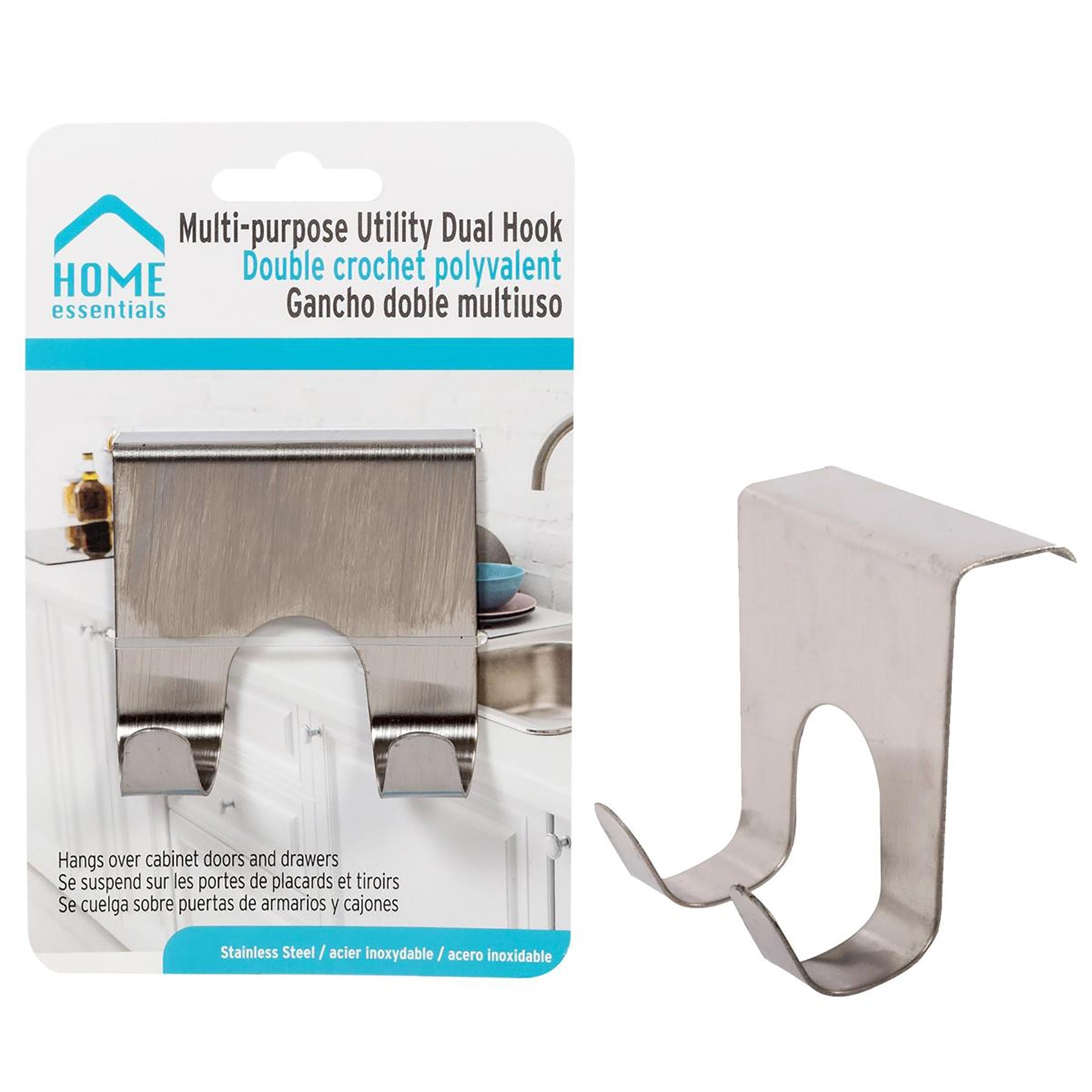 Home Essentials Utility Dual Hook Stainless Steel 