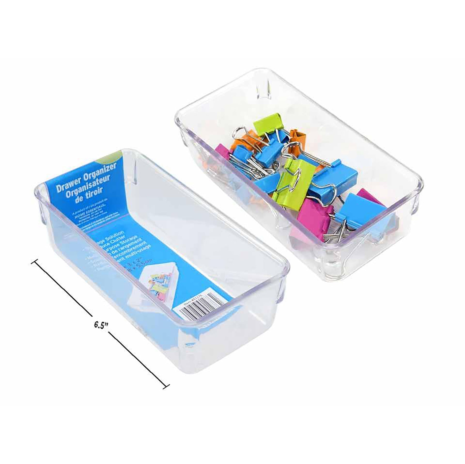 Home Essentials Drawer Organizer Clear Plastic 6x3x2in