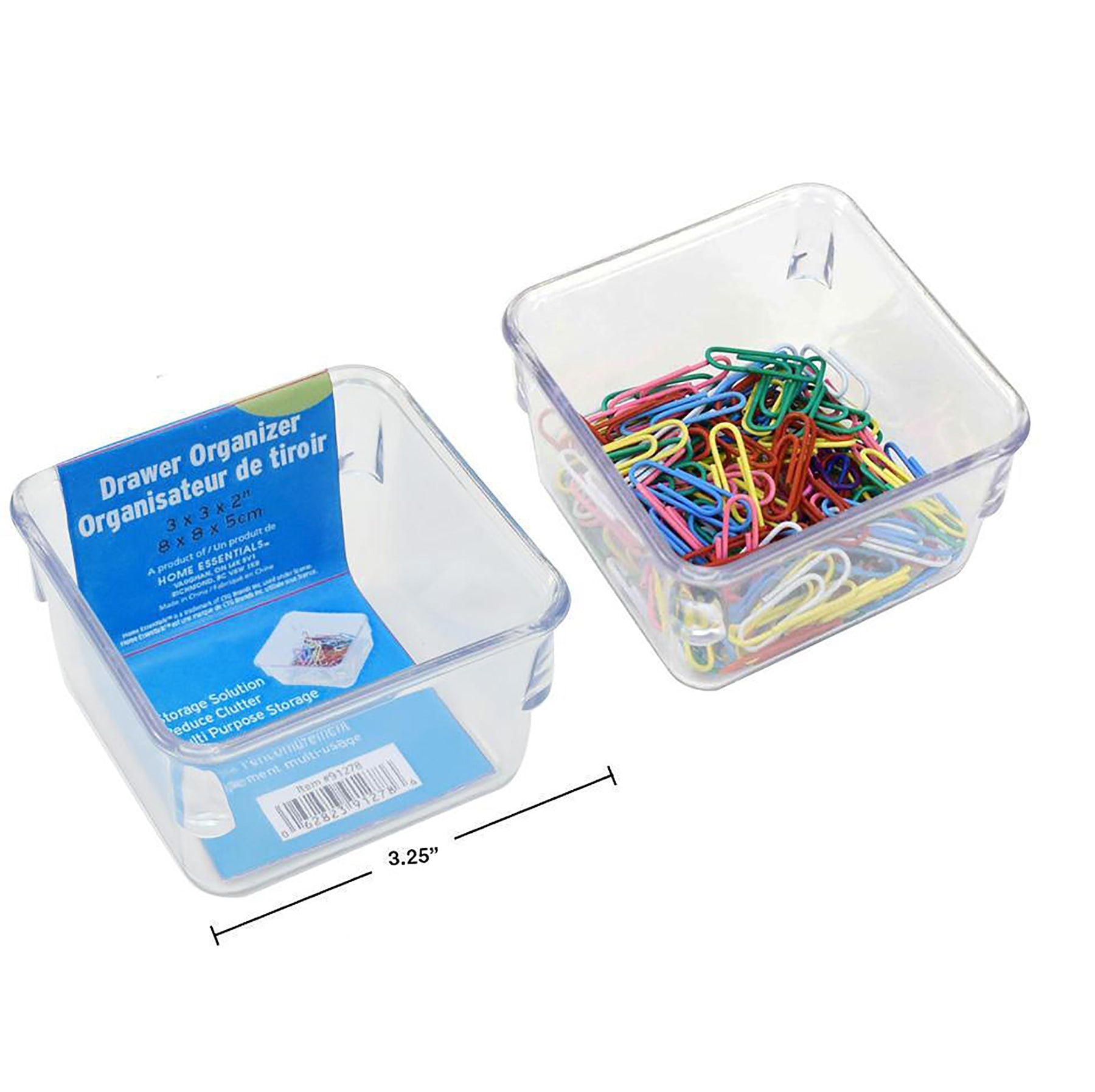 Home Essentials Drawer Organizer Clear Plastic 3x3x2in