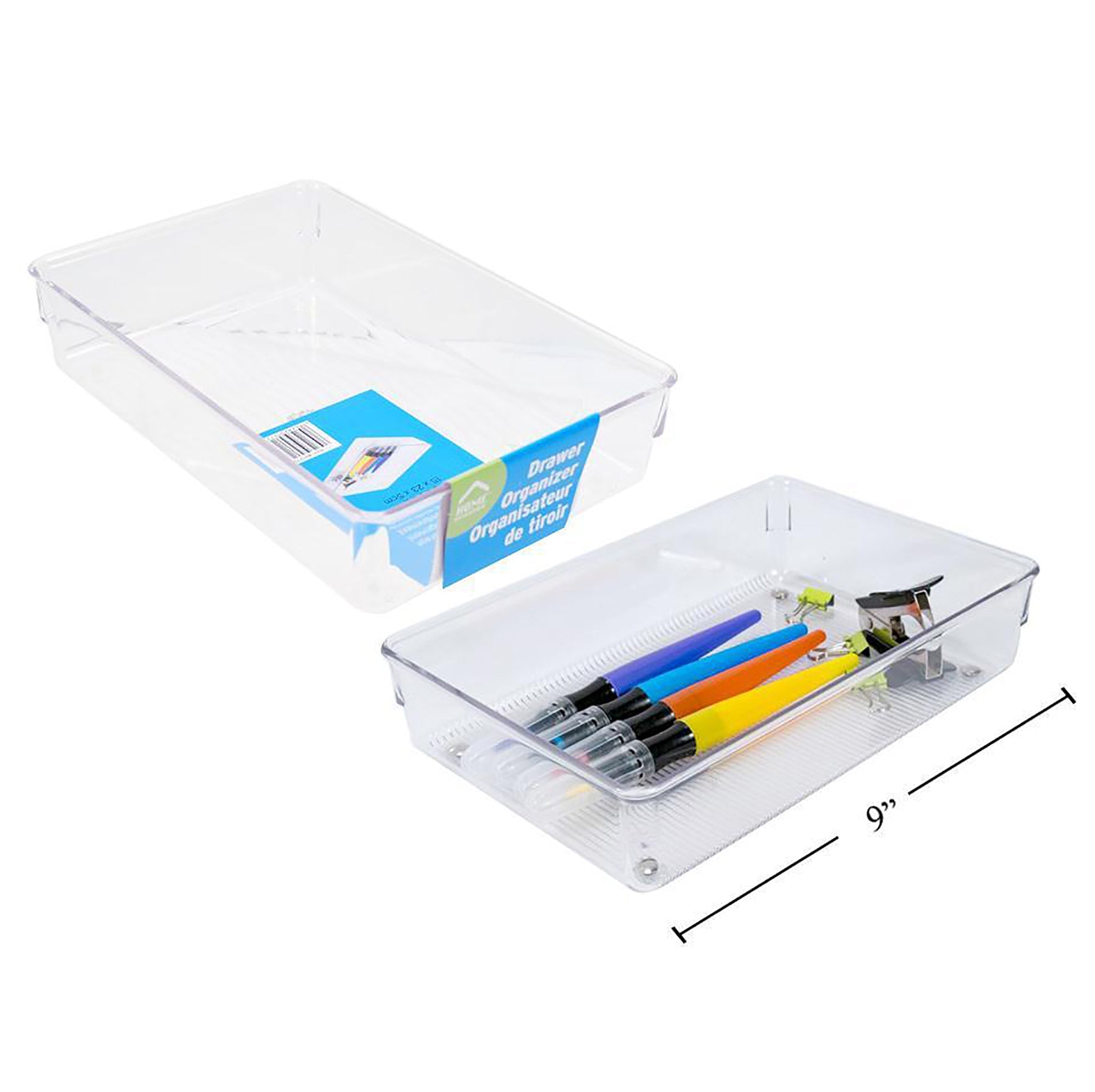 Home Essentials Drawer Organizer Clear Plastic 6x9x2in