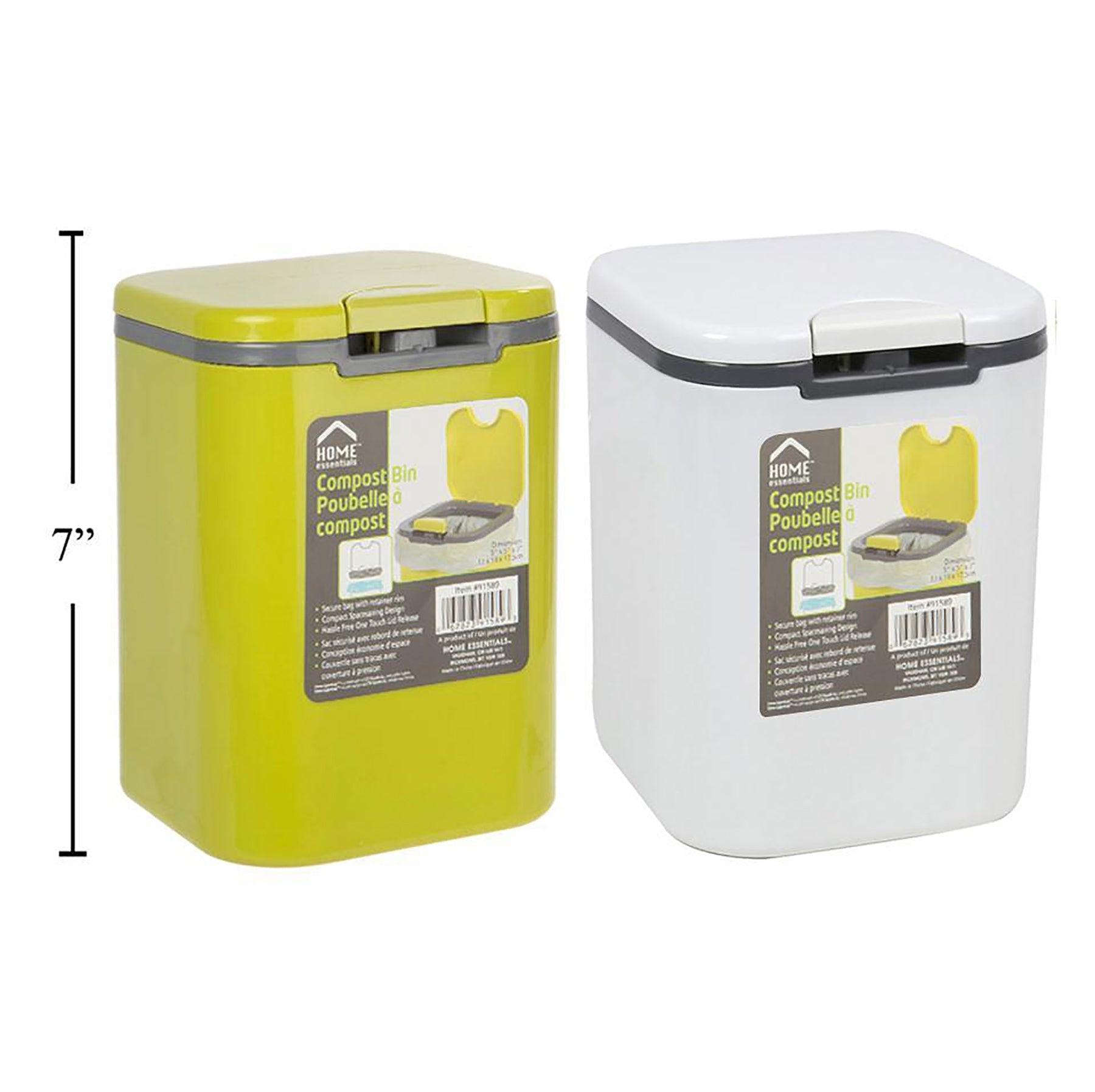 Home Essentials Compost Bin Plastic 2L 5x5x7in