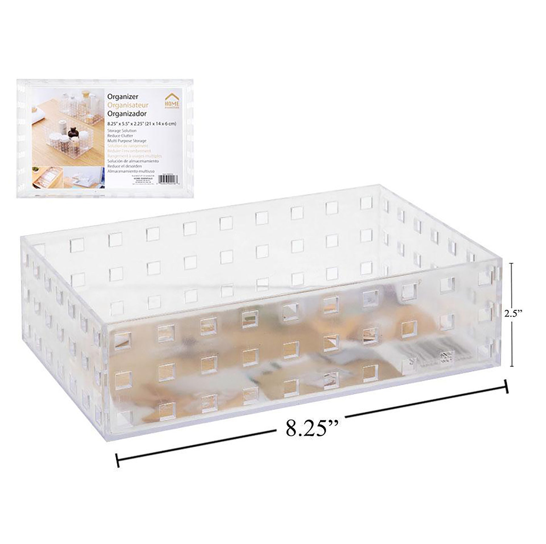 Home Essentials Organize Basket Rectangular Frosted Plastic 8.25x5.5x2.5in