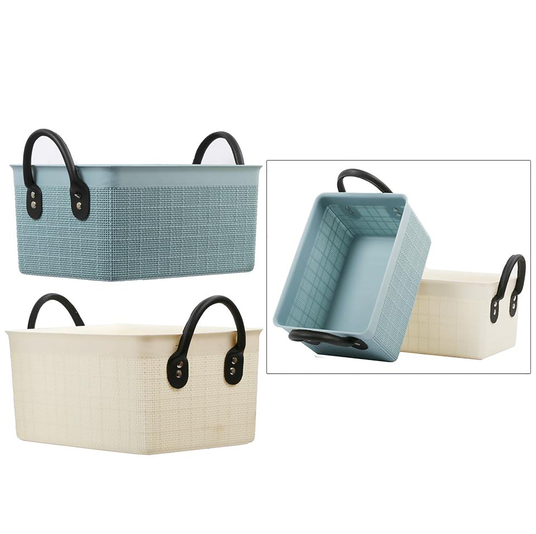 Home Essentials Storage Basket with Handle Plastic Medium  14.5x9.1x8in