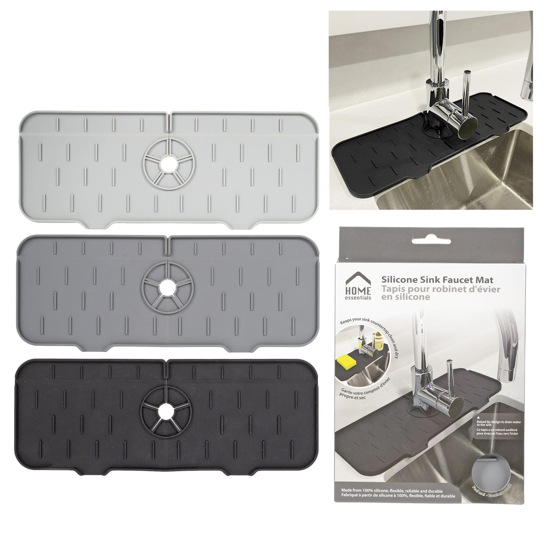 Home Essentials Sink Faucet Mat Silicone 14.3x5.5in