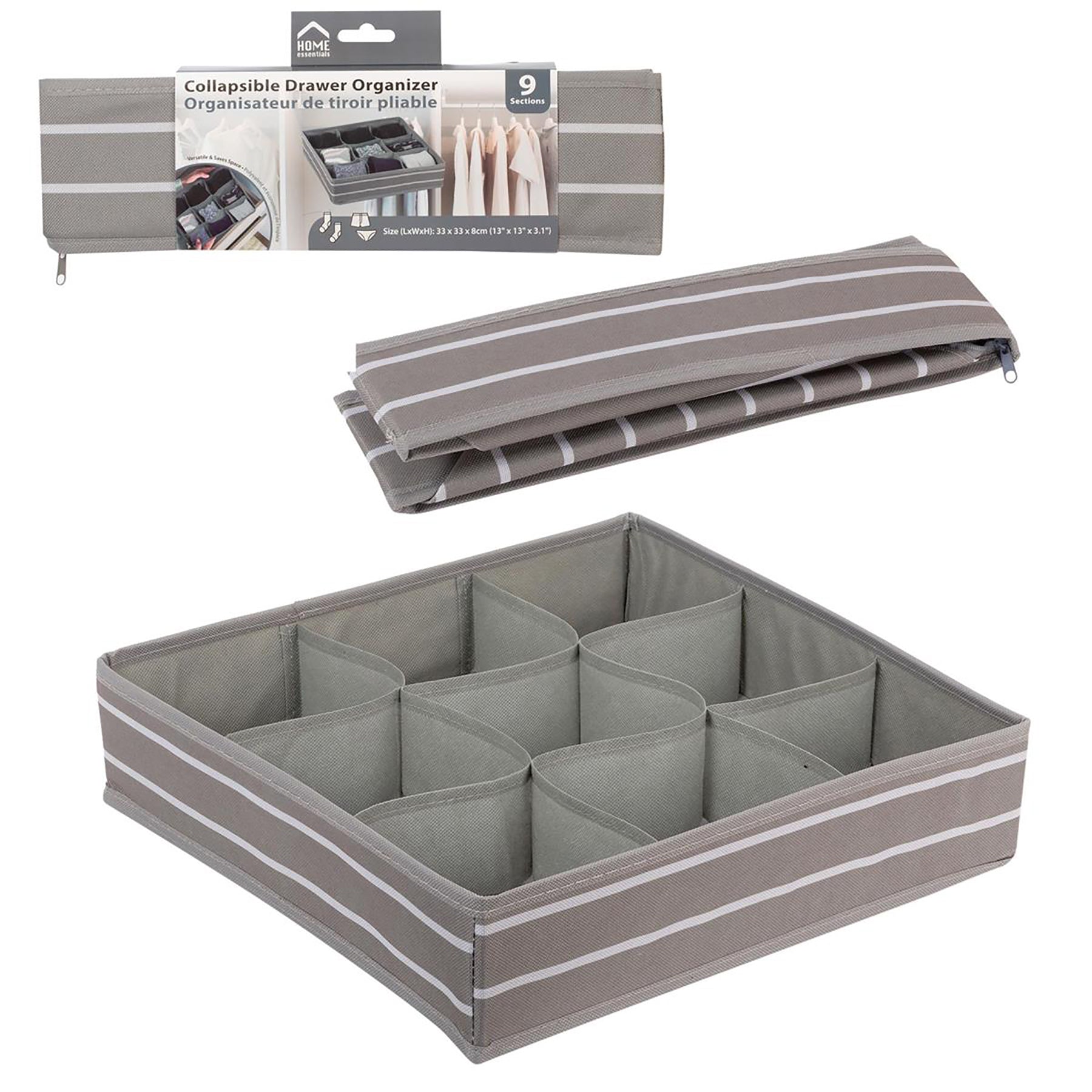 Home Essentials Drawer Organizer 9 Compartments 13x13x3.1in