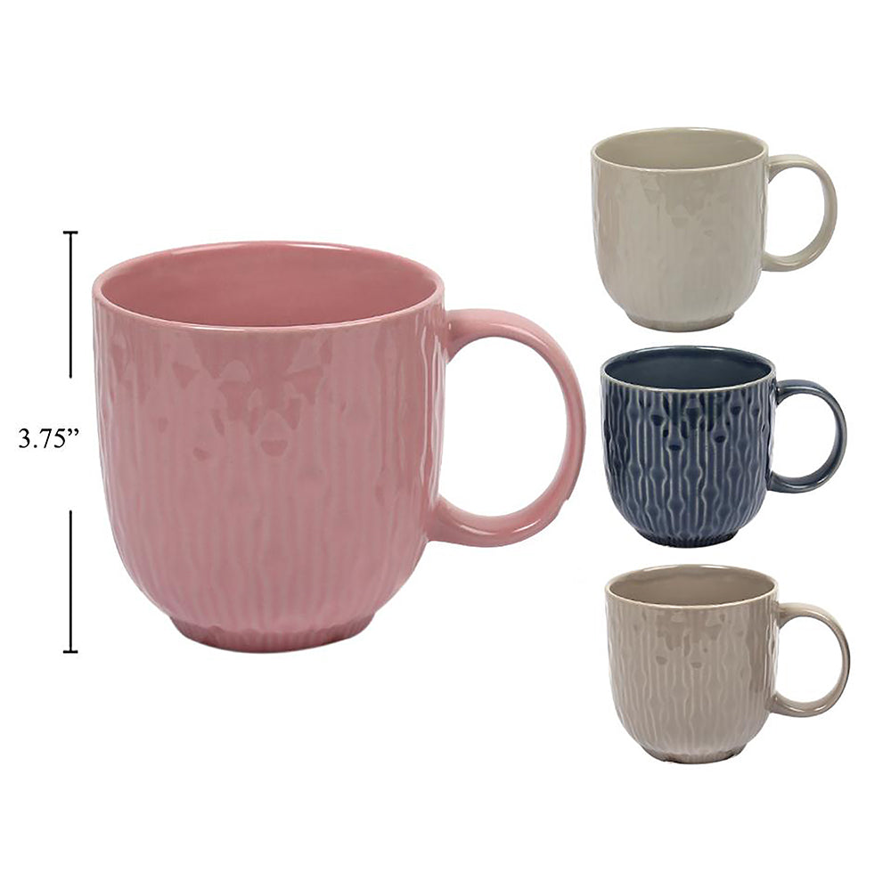 Luciano Embossed Mug 13 oz 3.75 in 4 colours 