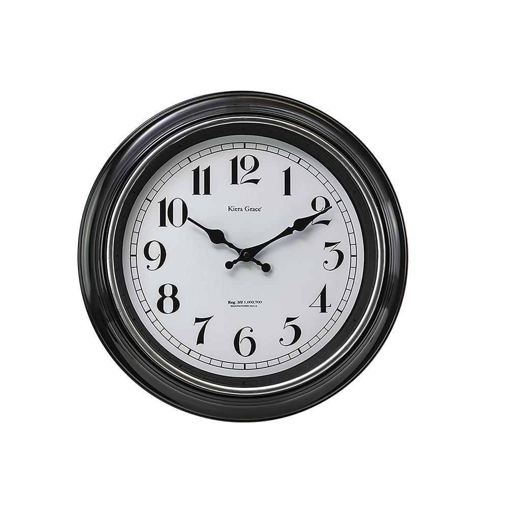 Degraw 16In Wall Clock - Black Brushed Silver - Dollar Max Depot