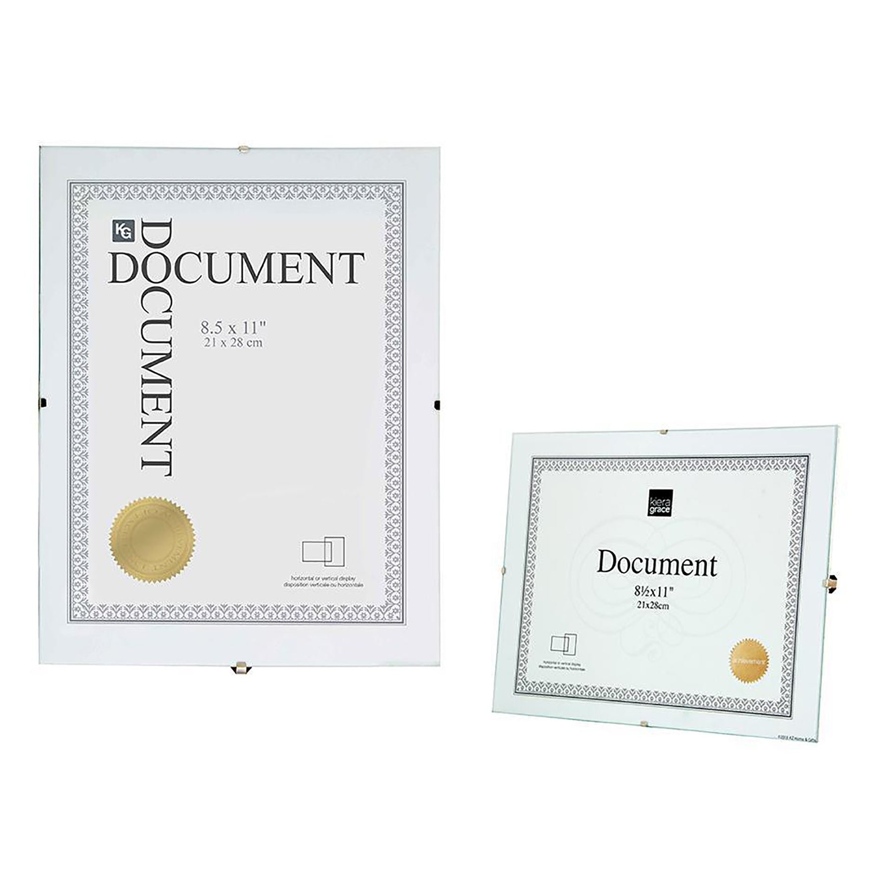 KG Document Clip Frame Clear Glass 8.5x11in