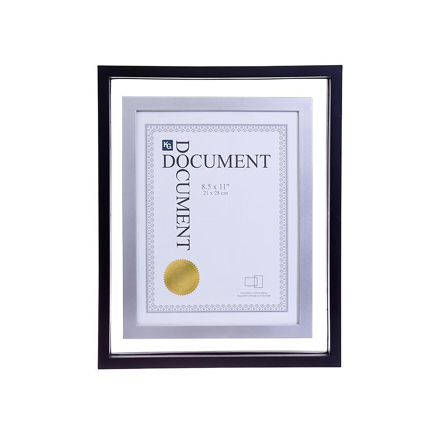 KG City Document Floating Black Frame 11x14in with Chrome Photo 8.5x11in