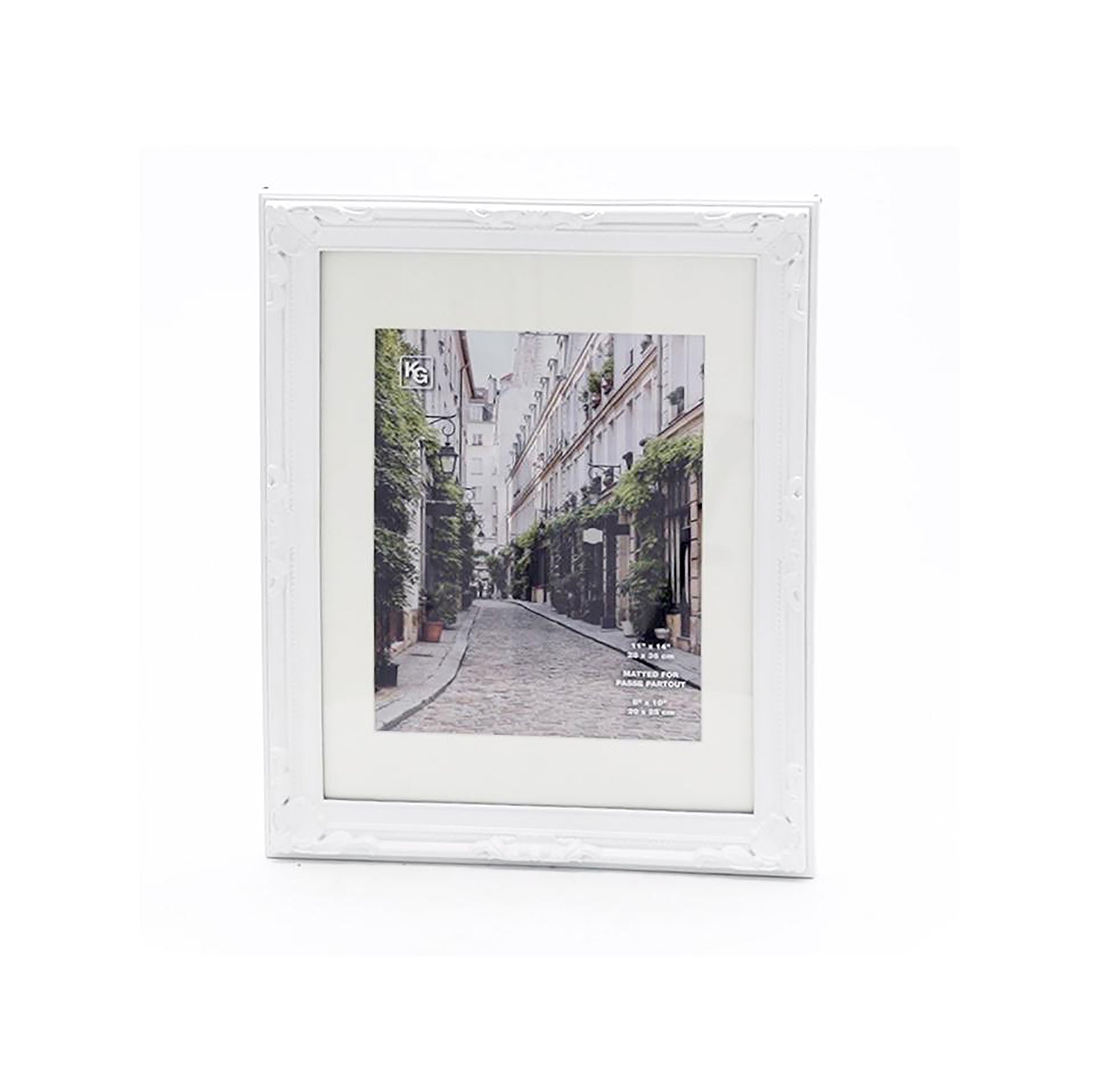 KG Georgia White Plastic Frame 11x14in with Motif Photo 8x10in