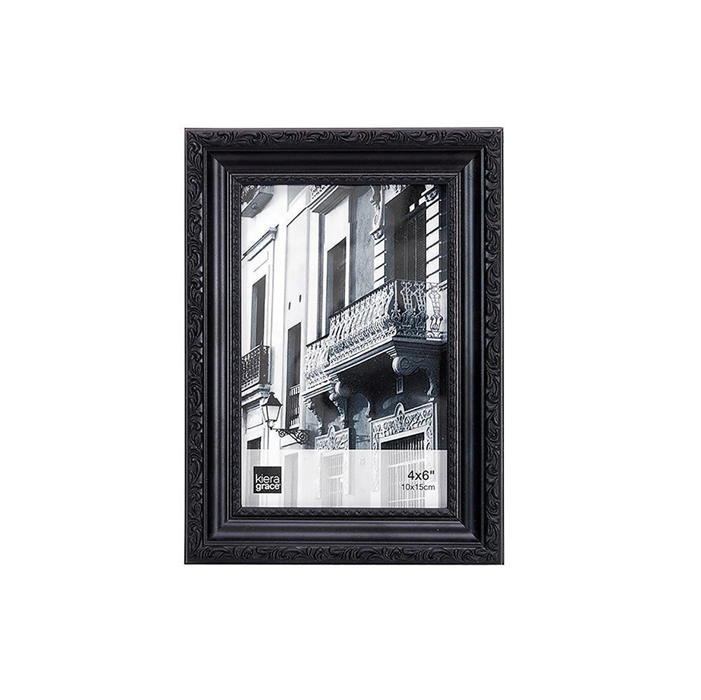 Claire 4X6In Frame, Black With Raised Leaf Border - Dollar Max Depot