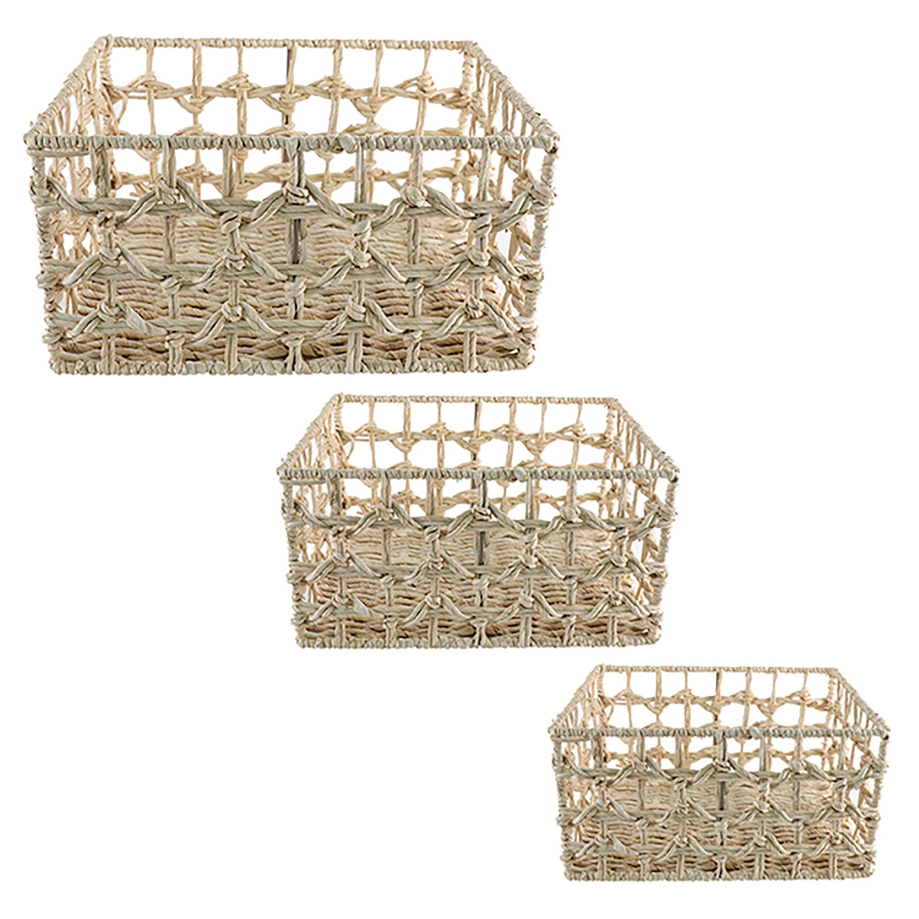 3pcs Rectangular Storage Basket Natural  