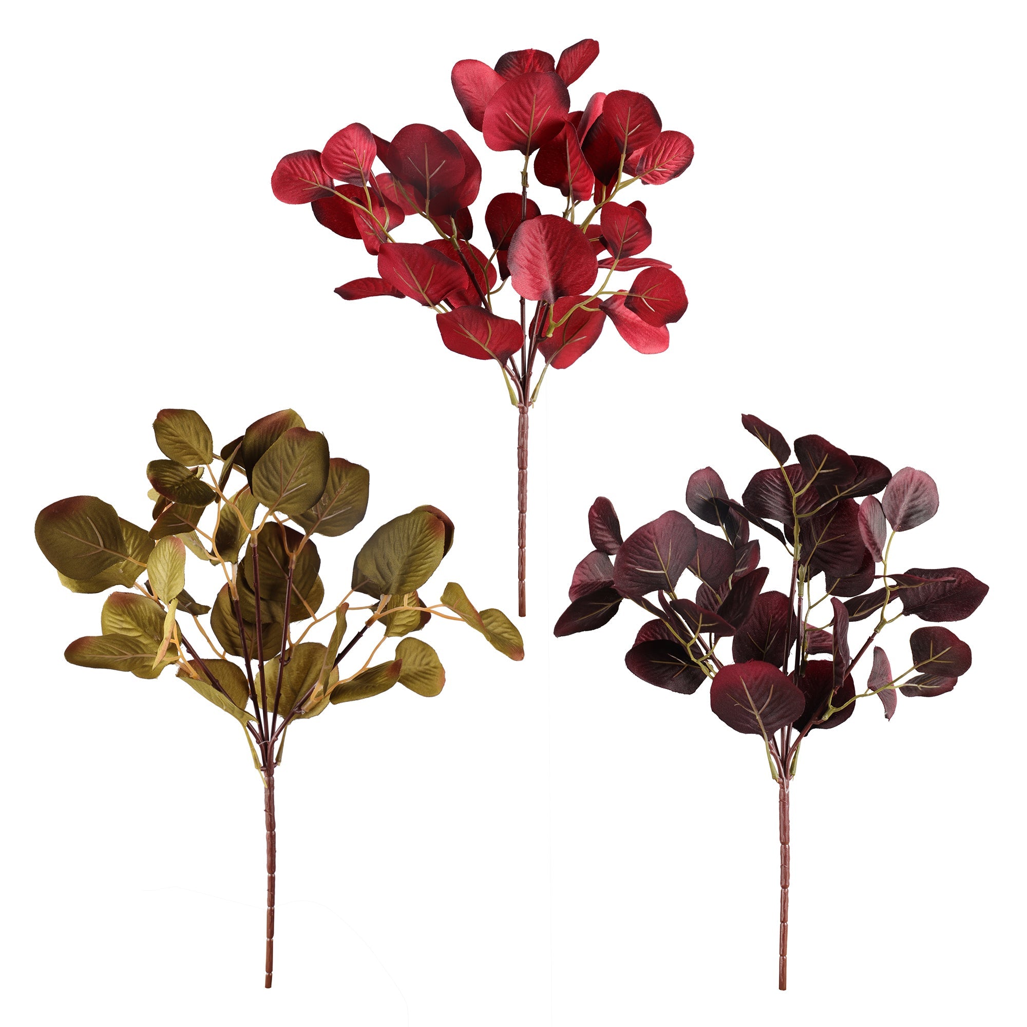 Eucalyptus Bush 17in Red/Brown/Burgundy