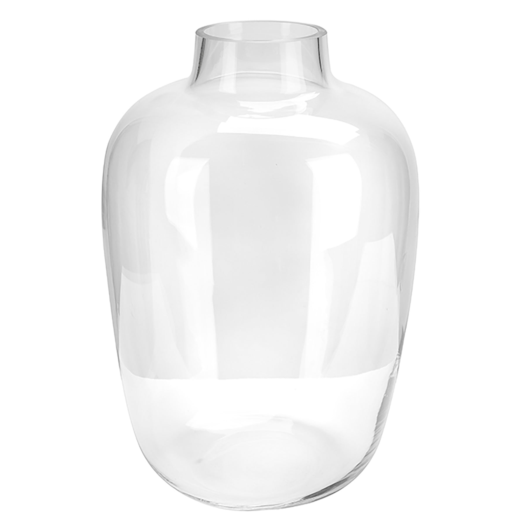 Rounded Glass Vase with Short Neck Clear 13.7in