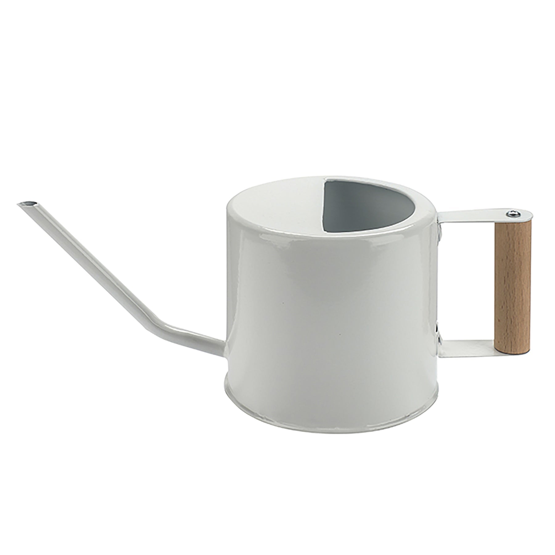 White Metal Watering Can with Wooden Handle 1.2L 12.2in