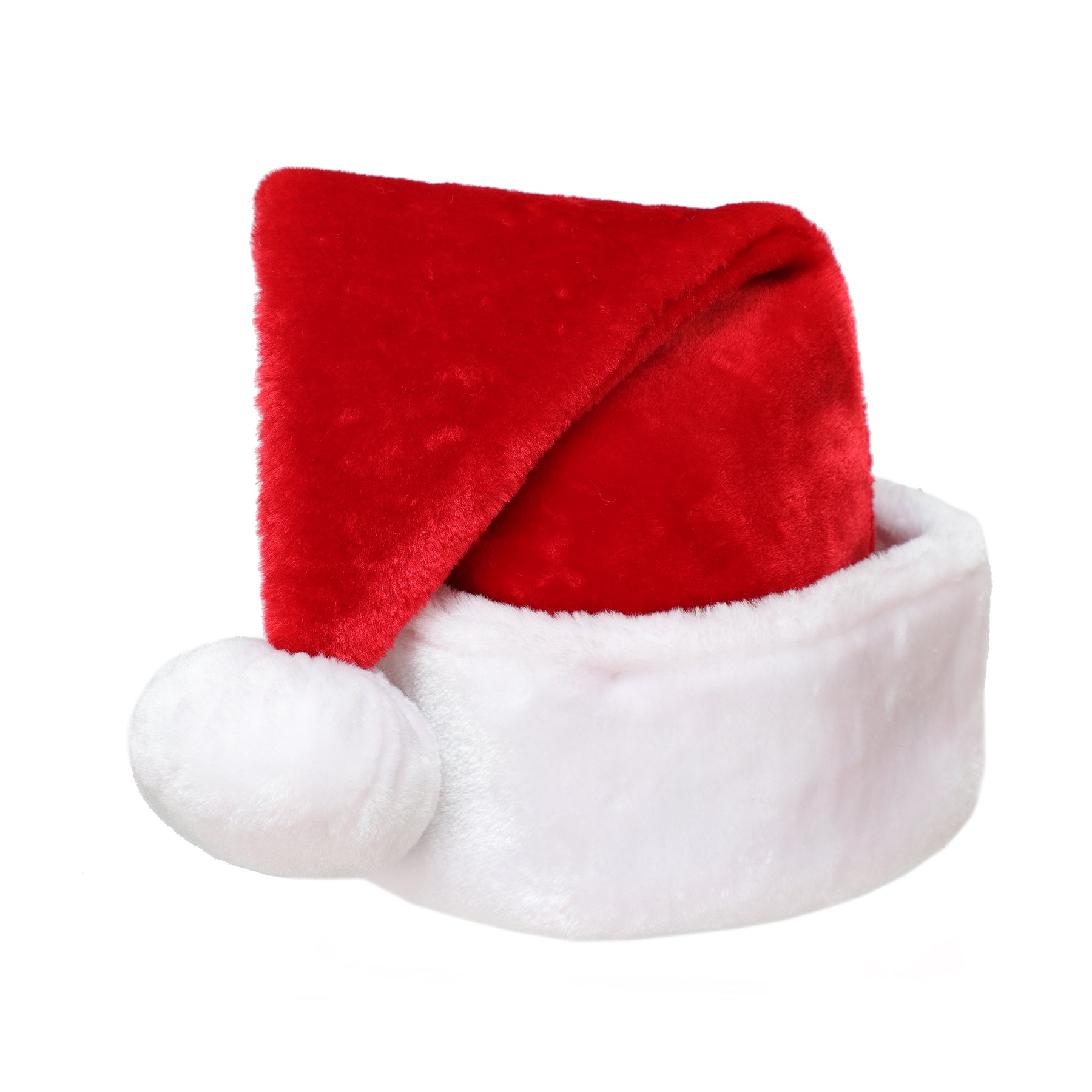 Christmas Plush Fabric Hat with Pom Pom Red and White 12.5x15in