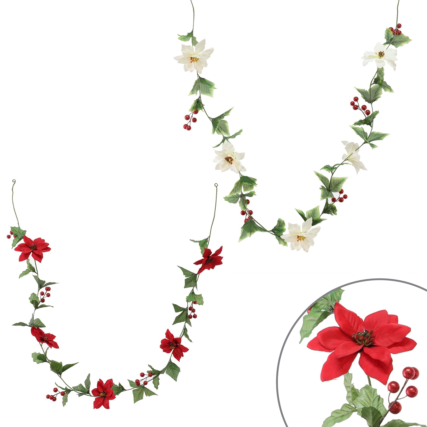 Christmas Poinsettia Garland 72in