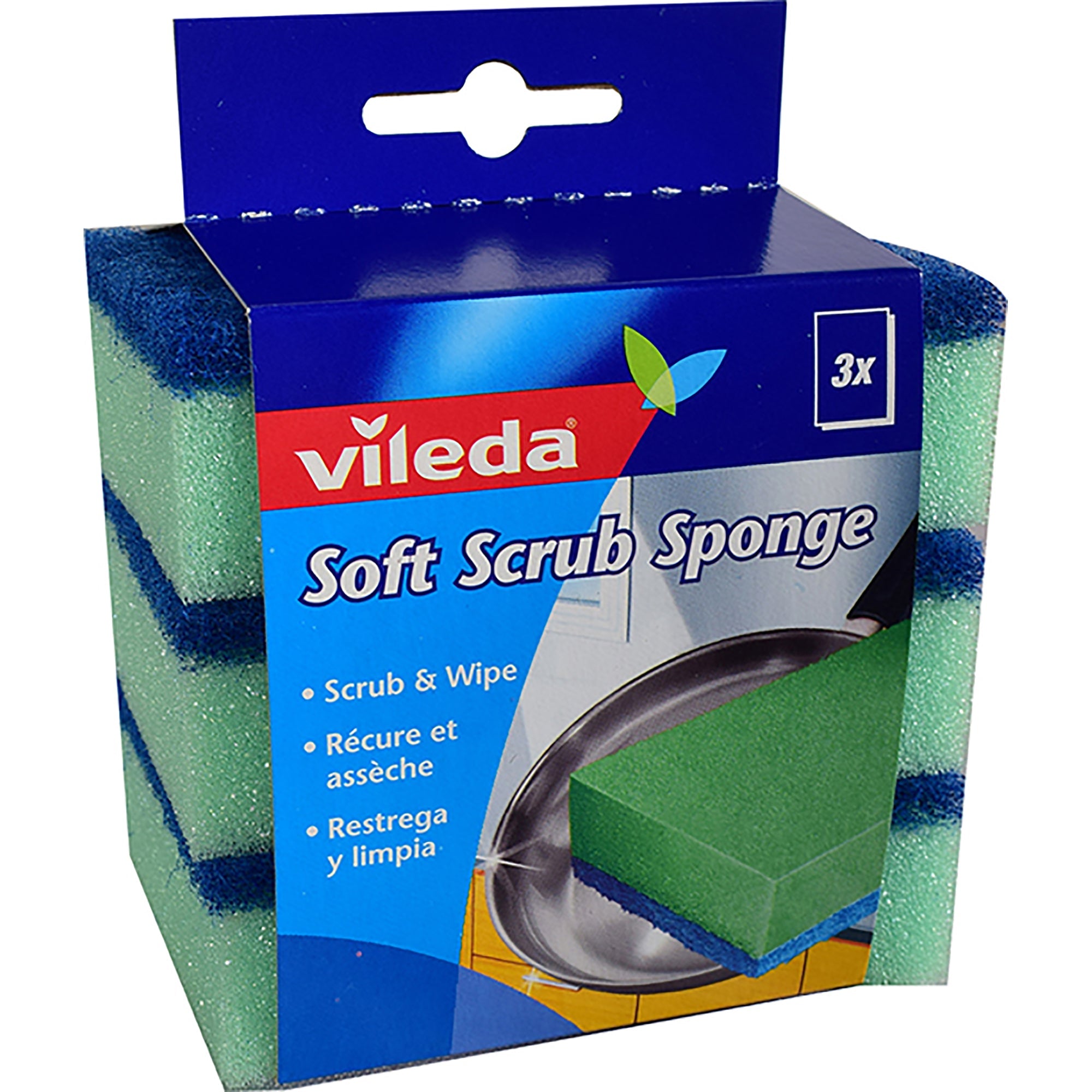Vileda 3 Soft Scrub Sponges 3.75x2.6in