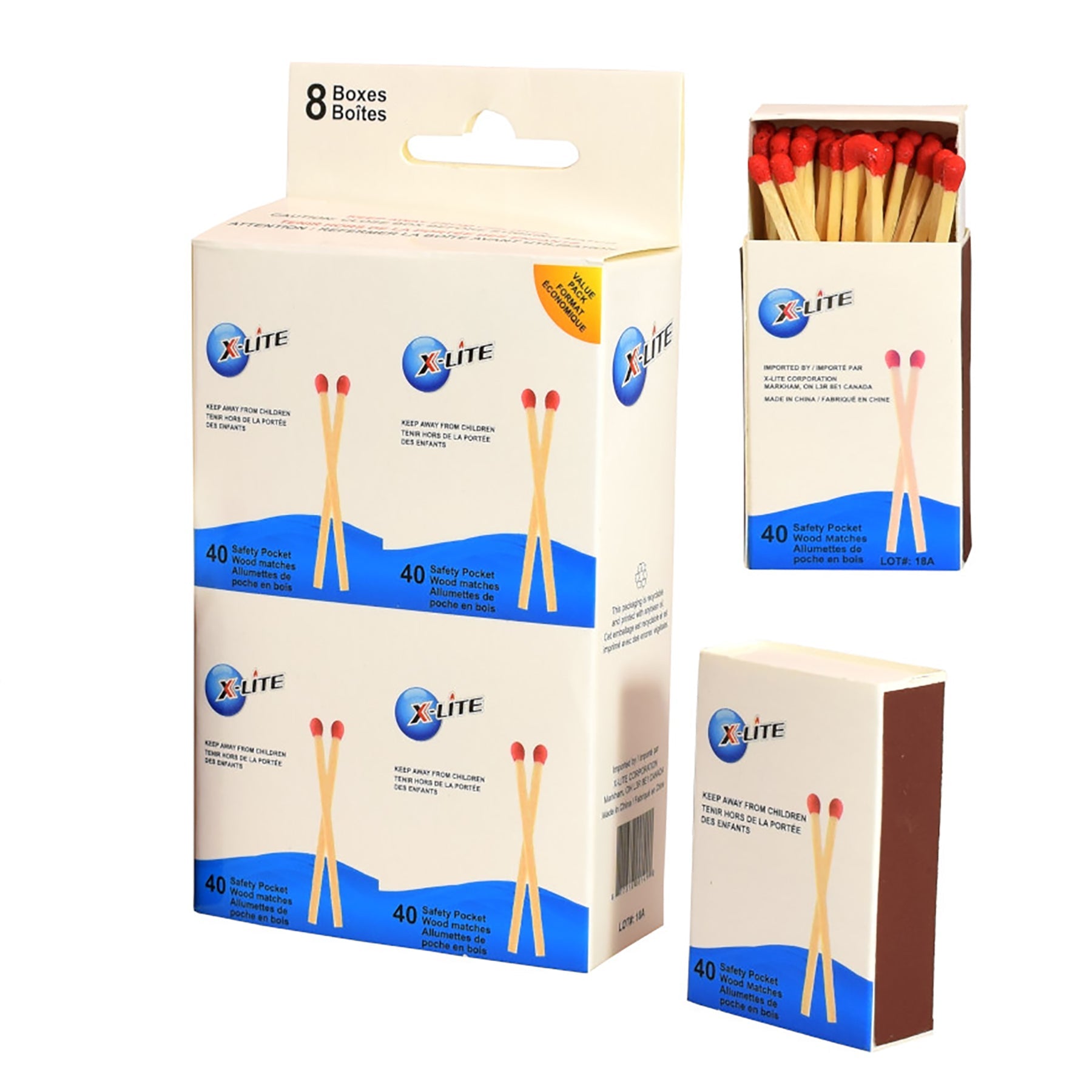 X-Lite 8 Boxes Wooden Matches 40 per Box