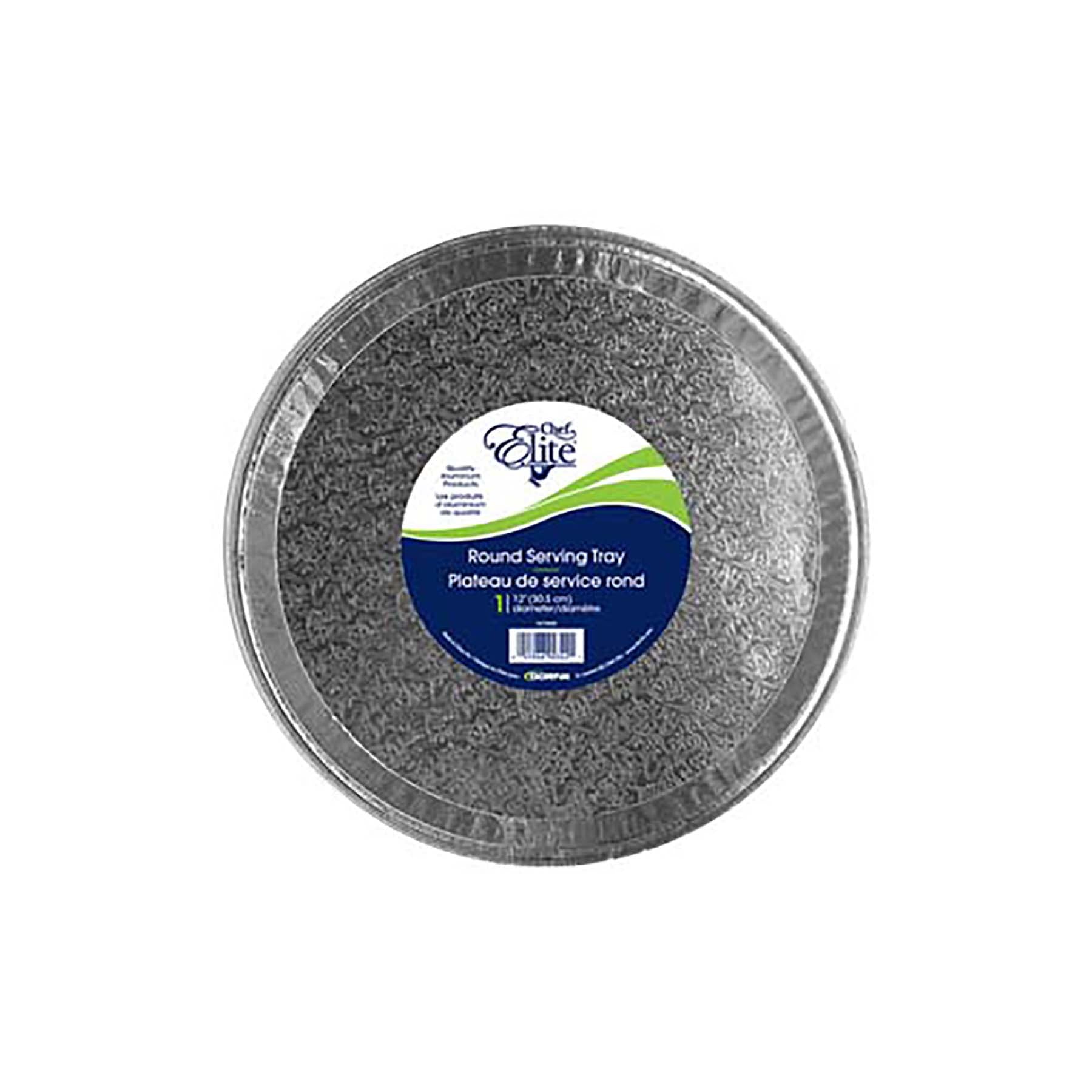 Chef Elite Serving Tray Round Embossed Aluminium 12in