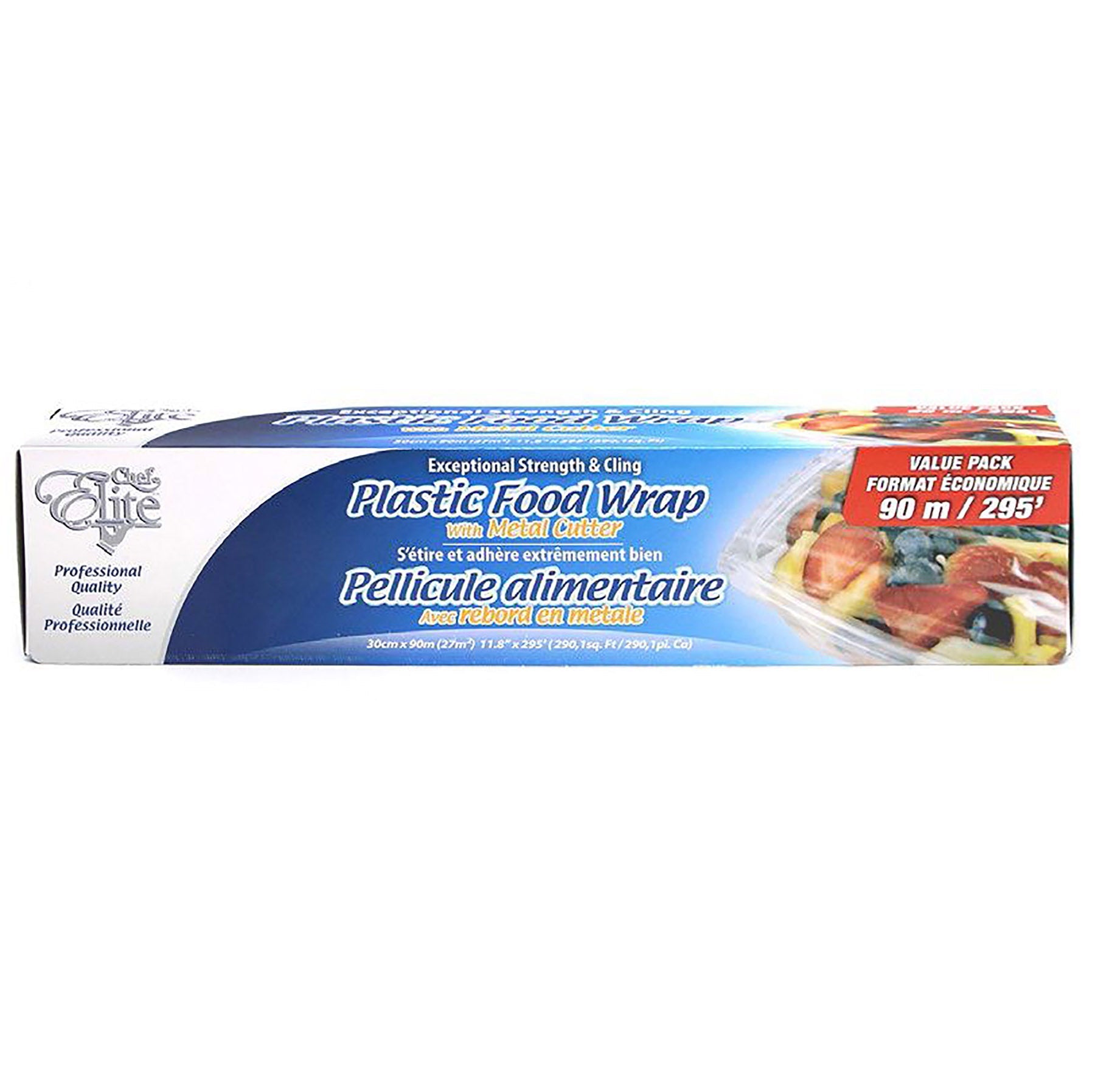 Chef Elite Plastic Food Wrap with Metal Cutter 11.8in x 295ft