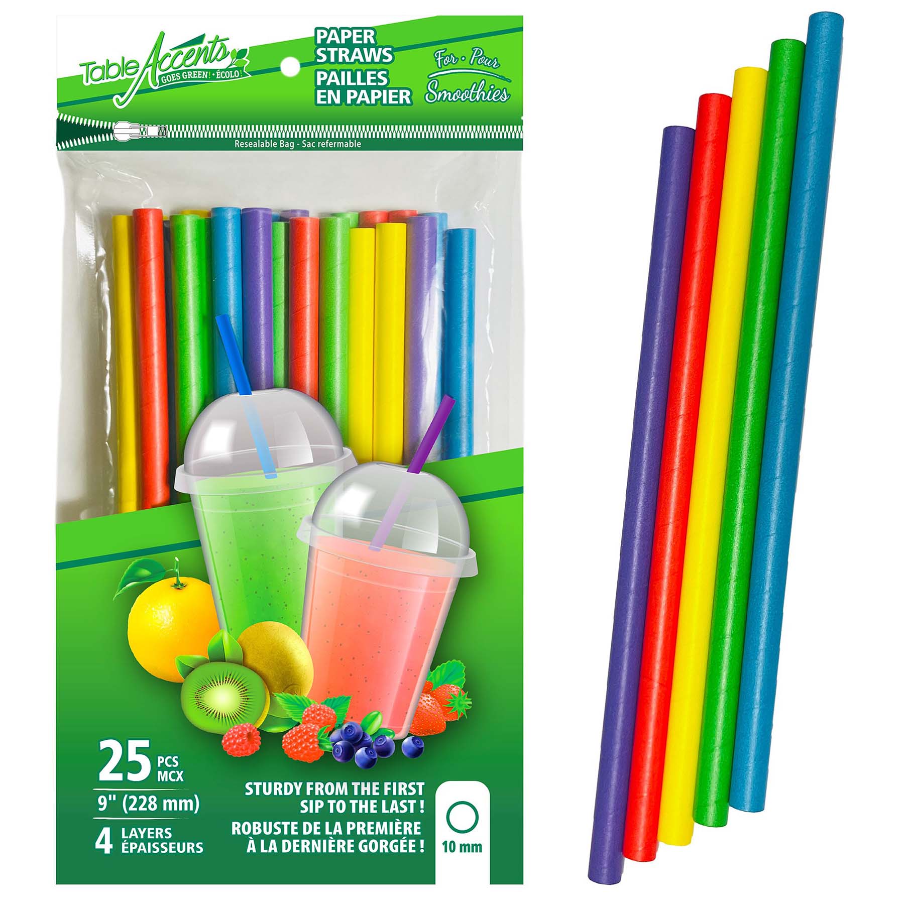 Table Accents 25 Paper Straws for Smoothies 9in  10mm dia