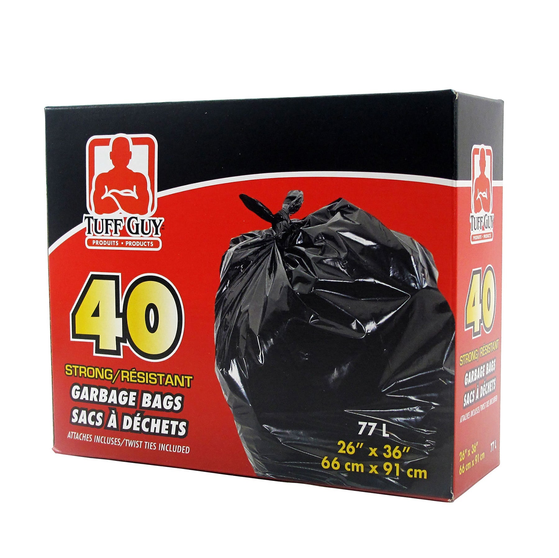 Tuff Guy 40 Black Garbage Bags 26x36in 70L