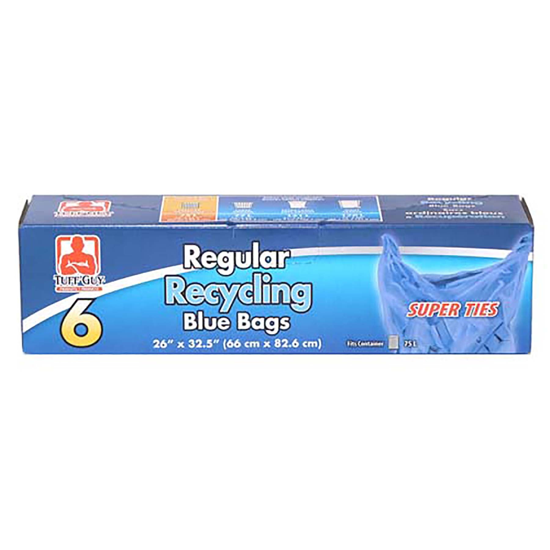 Tuff Guy 6 Blue Recycling Bags 26x32.5in 