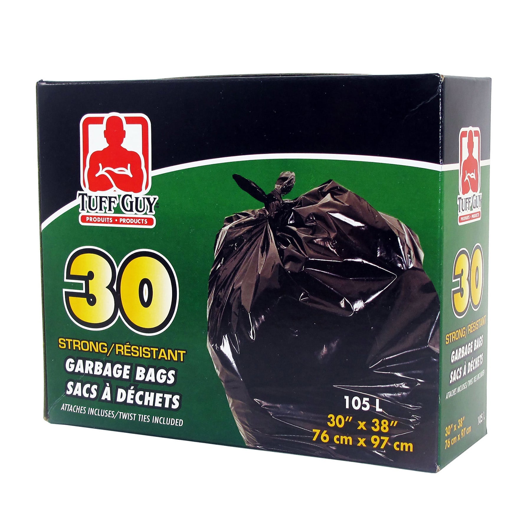 Tuff Guy 30 Black Garbage Bags 30x38in 105L