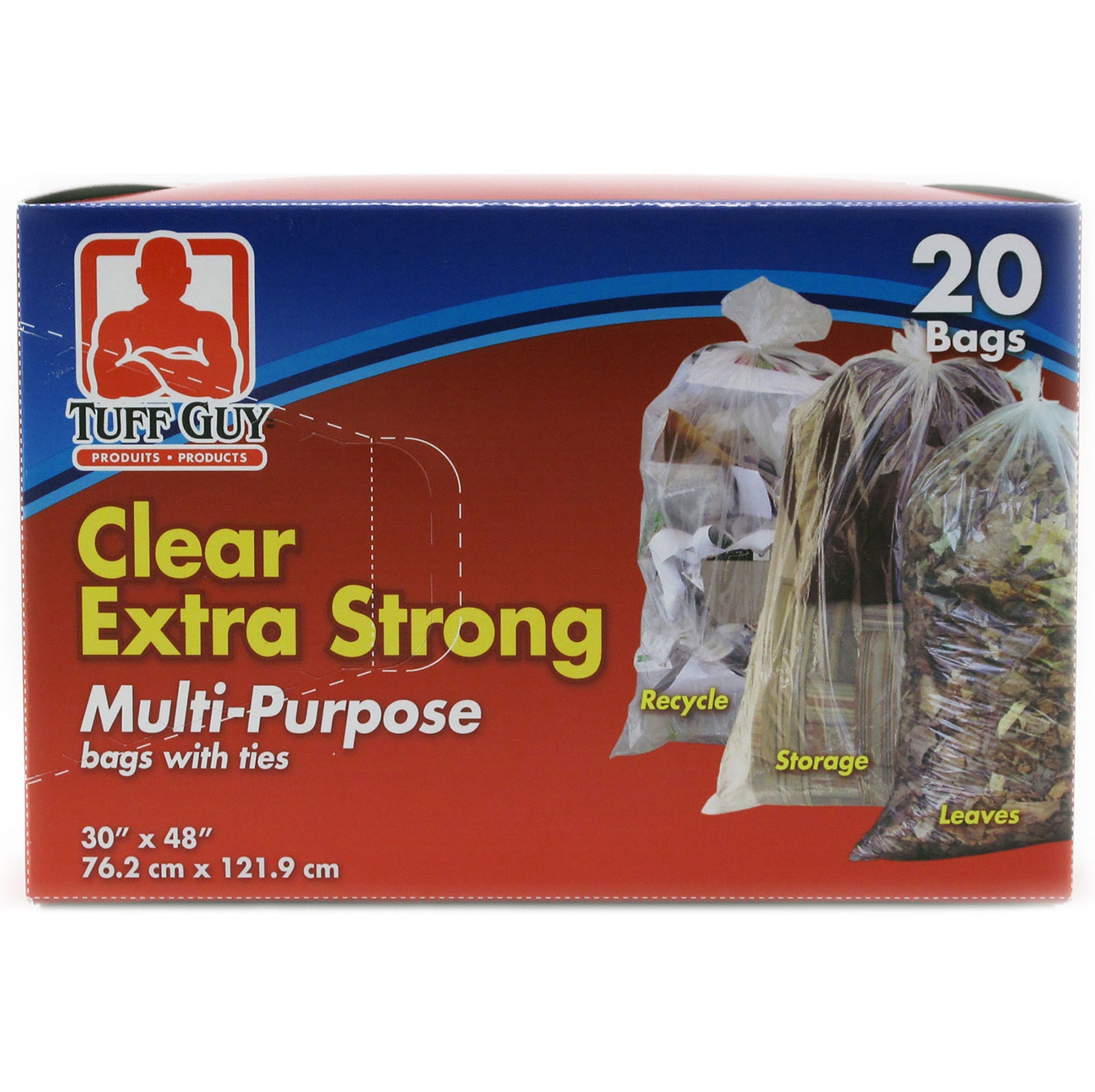 Tuff Guy 20 Clear Extra Strong Garbage Bags 30x48in