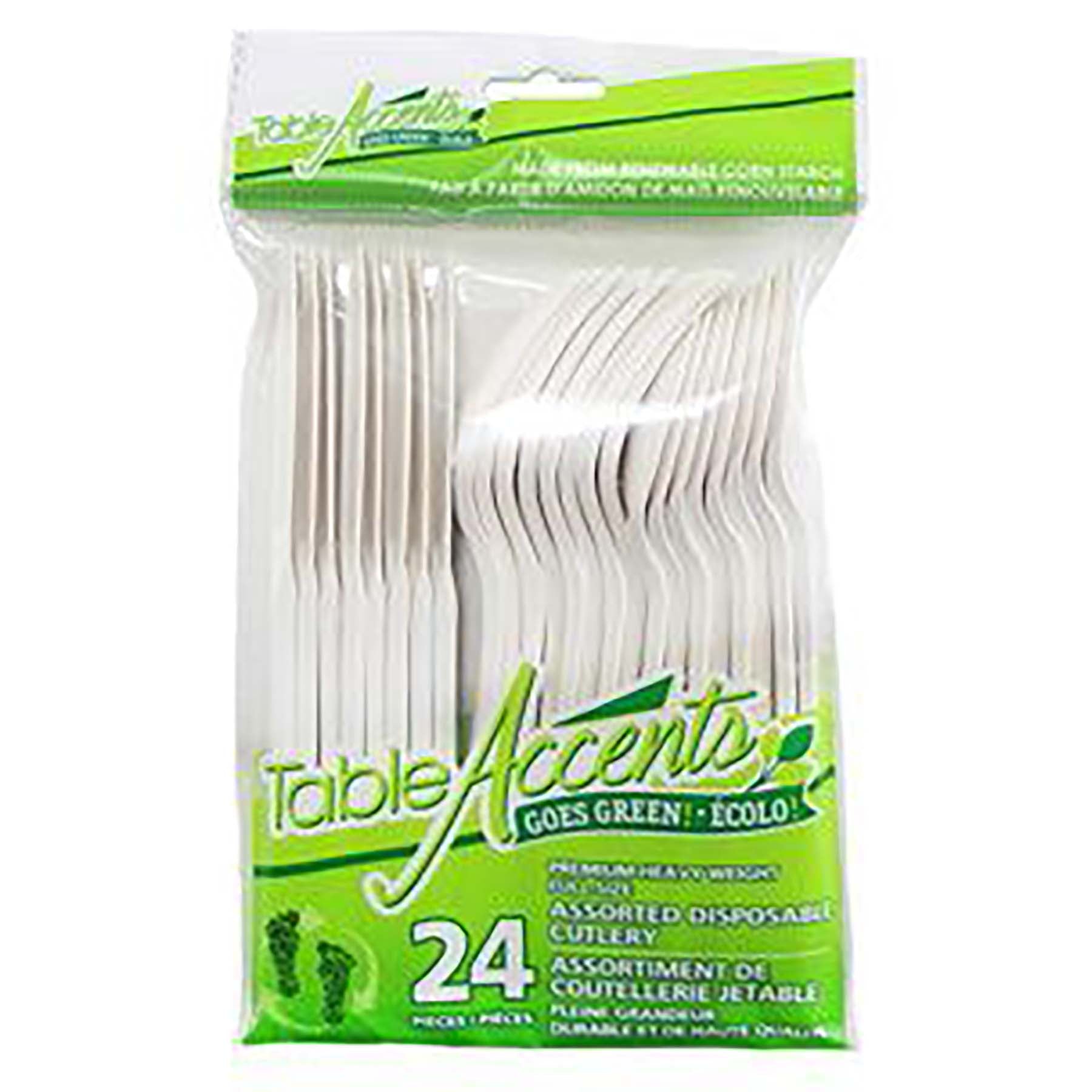 Table Accents 24pcs Disposable Cutlery Made from Corn 6.25 to 7in