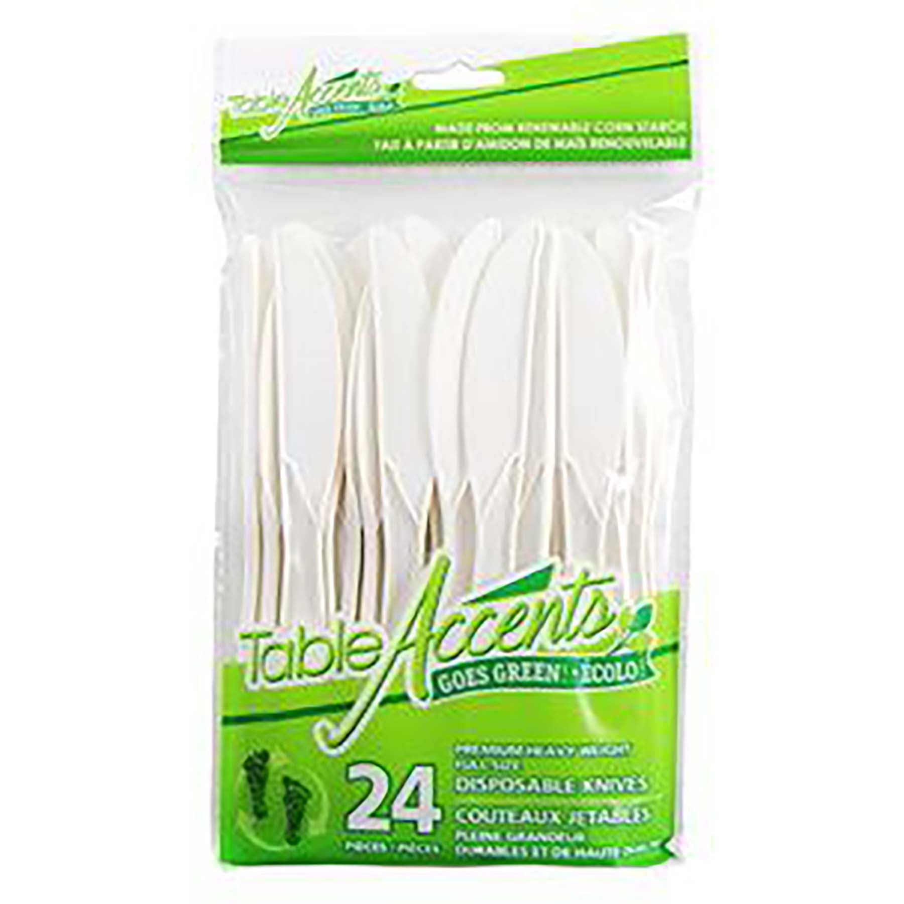 Table Accents 24 Disposable Knifes Made from Corn 7in