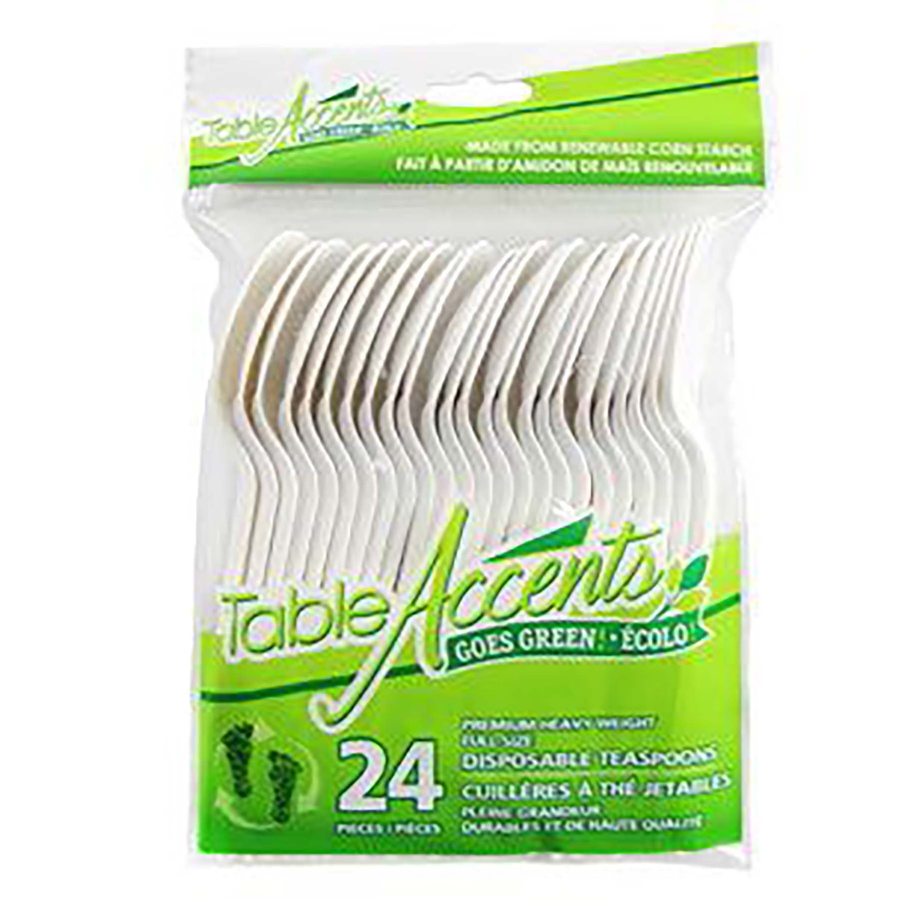 Table Accents 24 Disposable Tea Spoons Made from Corn 6.25in