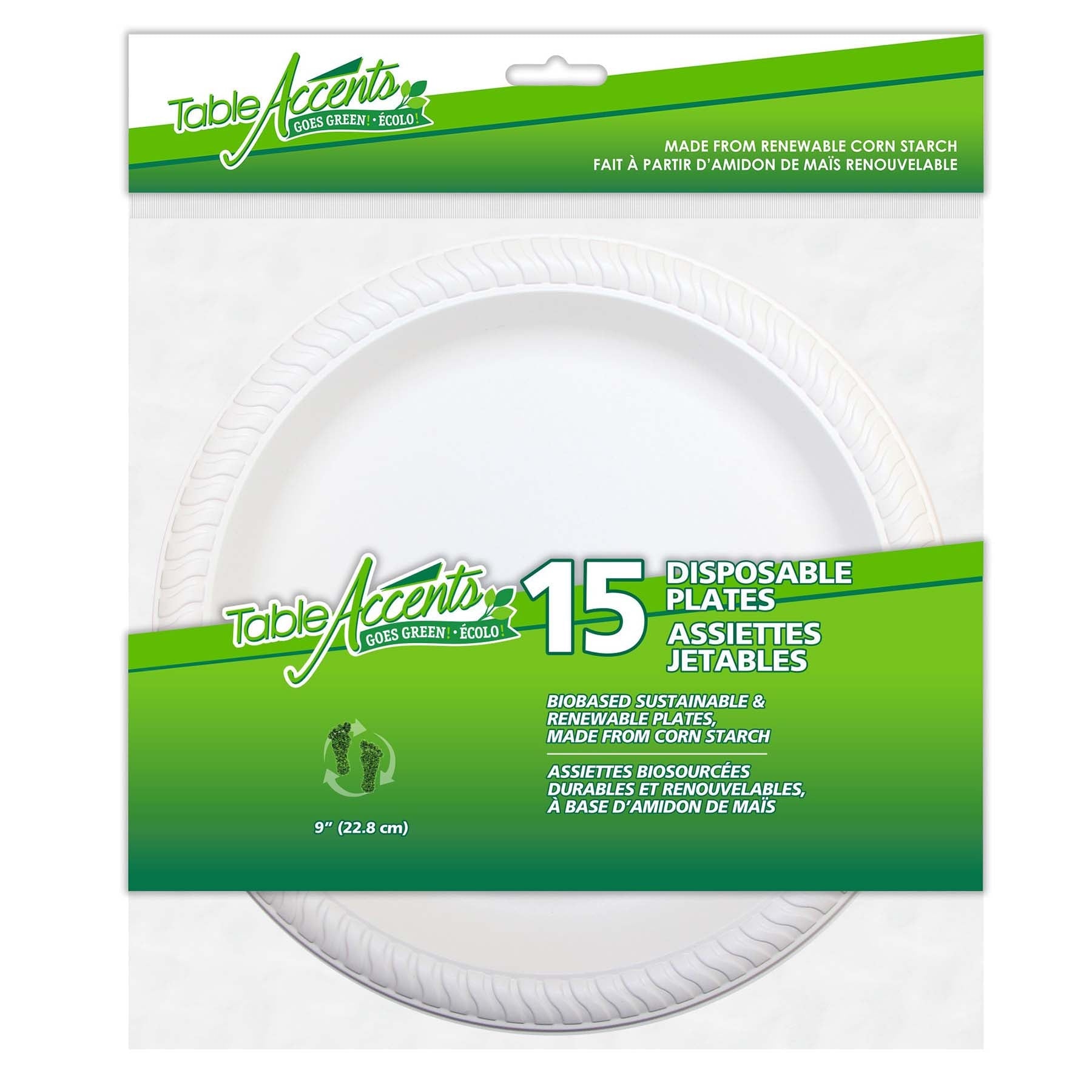 Table Accents 15 Disposable Round Plates Made from Corn 9in