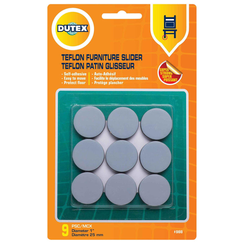 9 Teflon Furniture Slider Super Strong Self Adhesive Diam: 1" - Dollar Max Dépôt