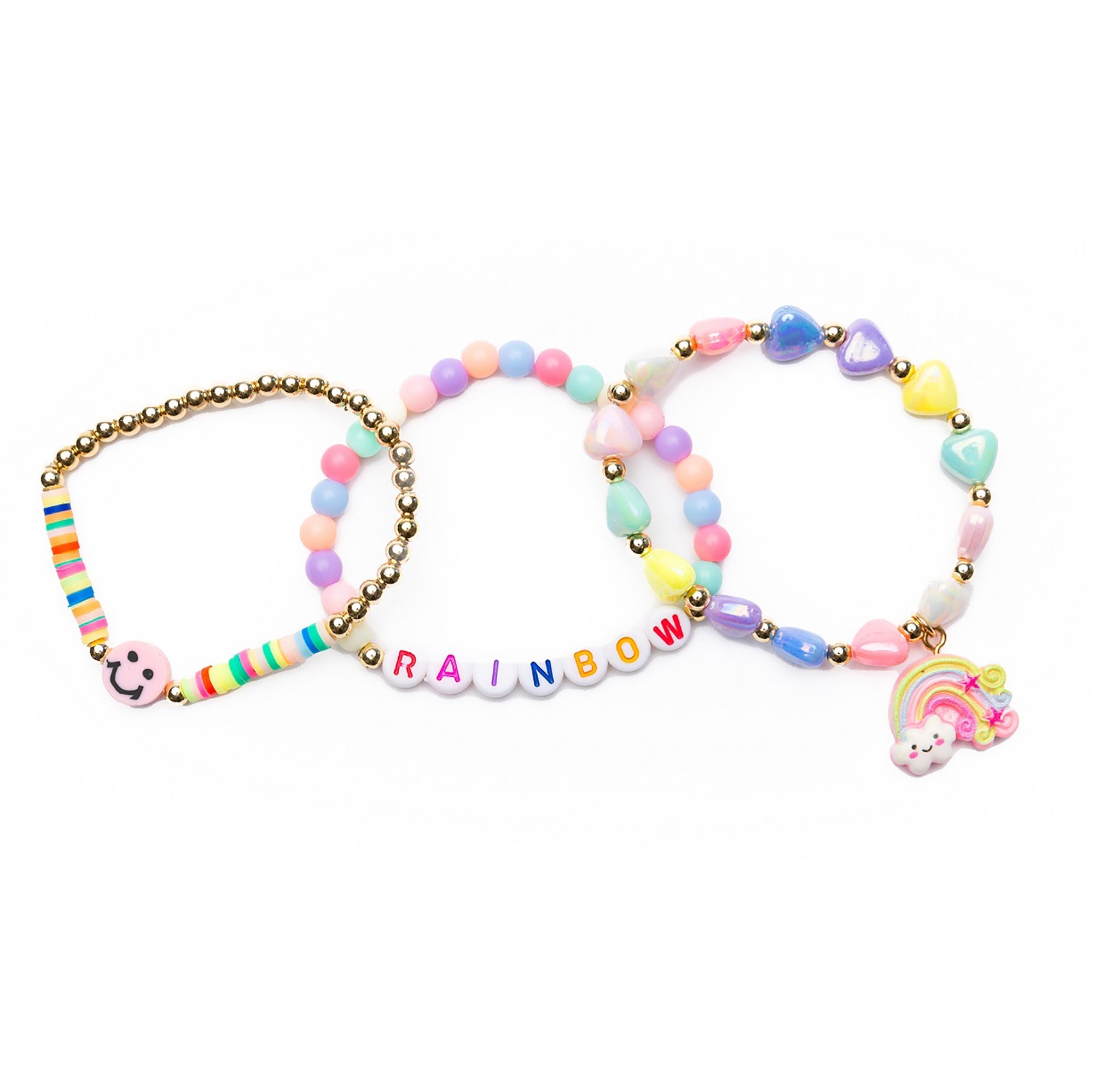 Kid's Jewelry Set of 3 Rainbow Smiles Bracelets