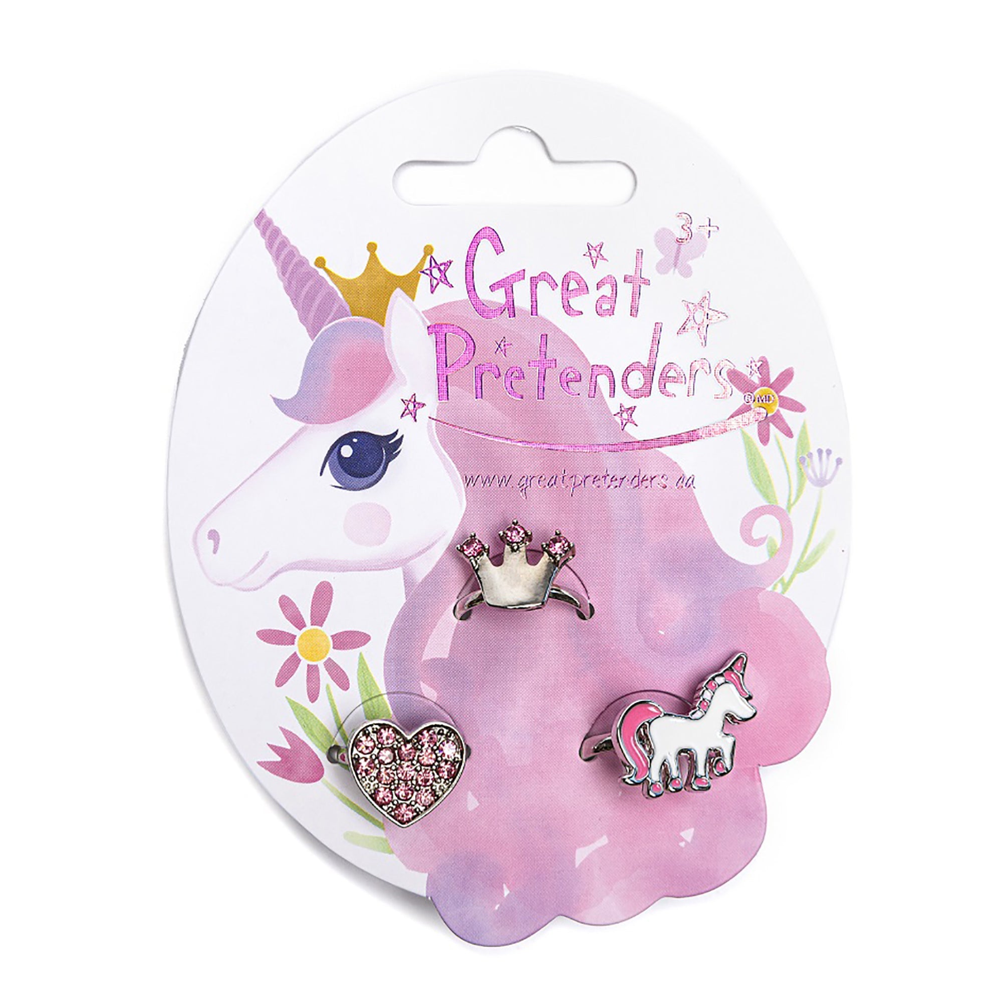 Kid's Jewelry 3pcs Princess Ring Set Crown, Unicorn, Heart