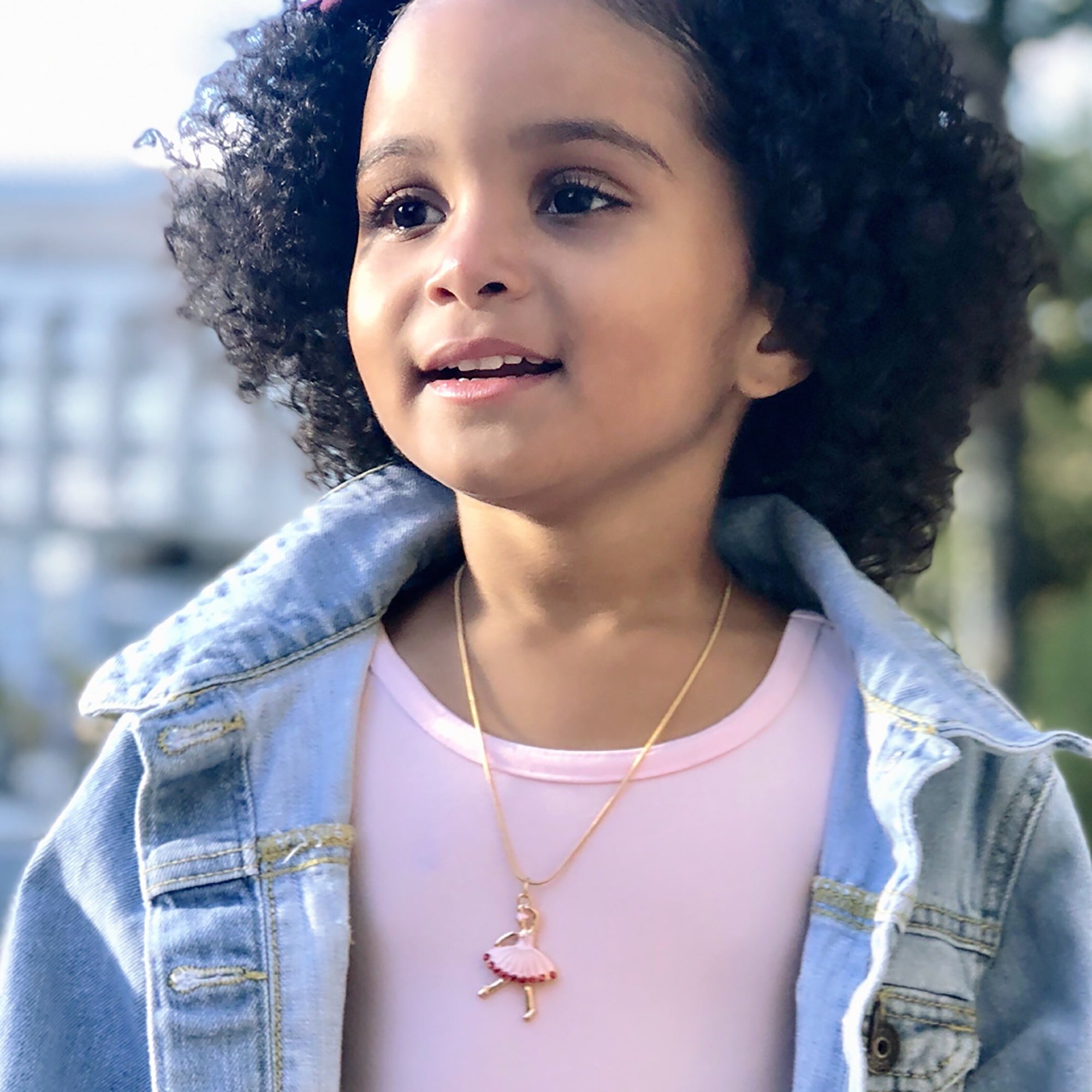 Kid's Jewelry Ballet Beauty Necklace with Gold Chain