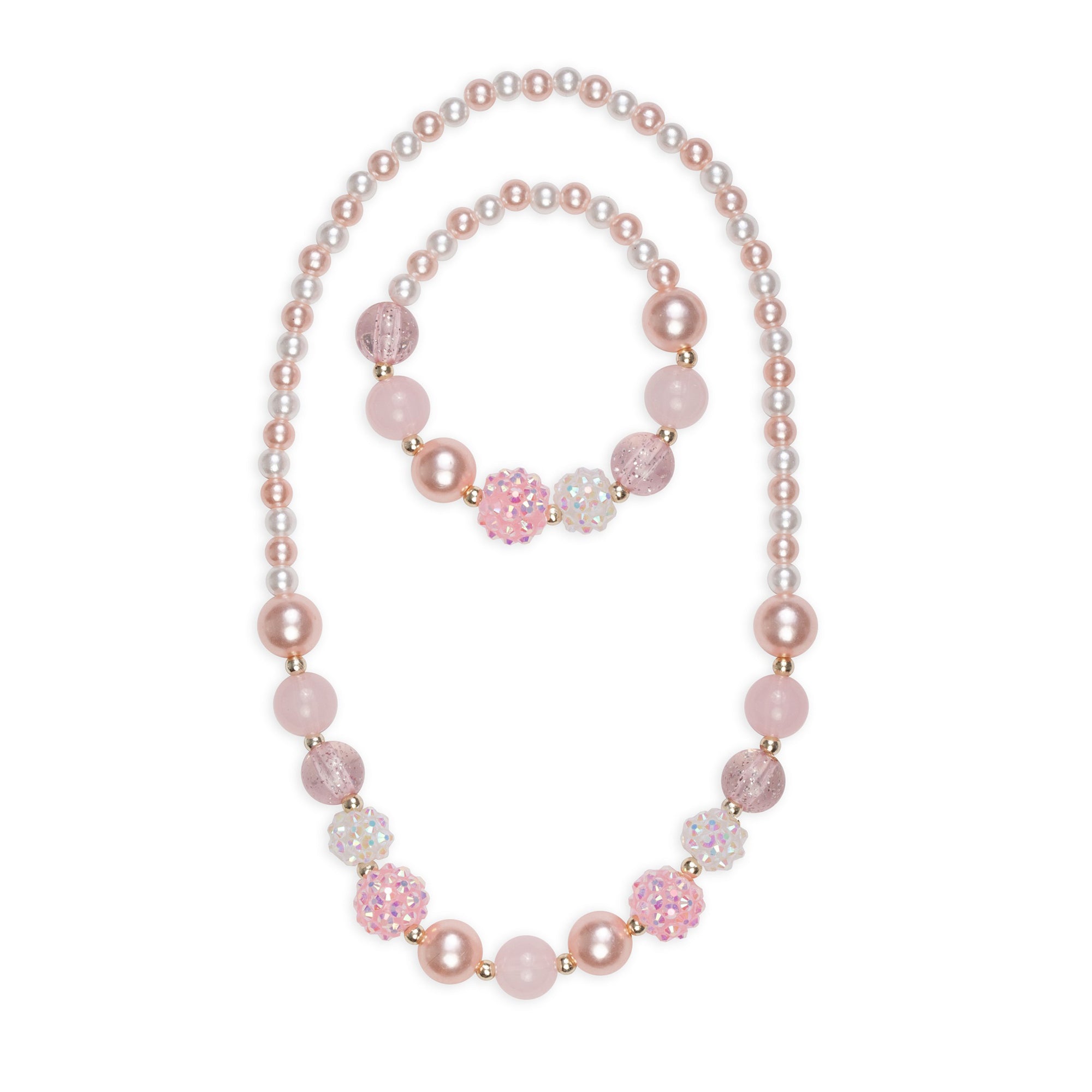 Kid's Jewelry Pinky Pearl Necklace and Bracelet Set