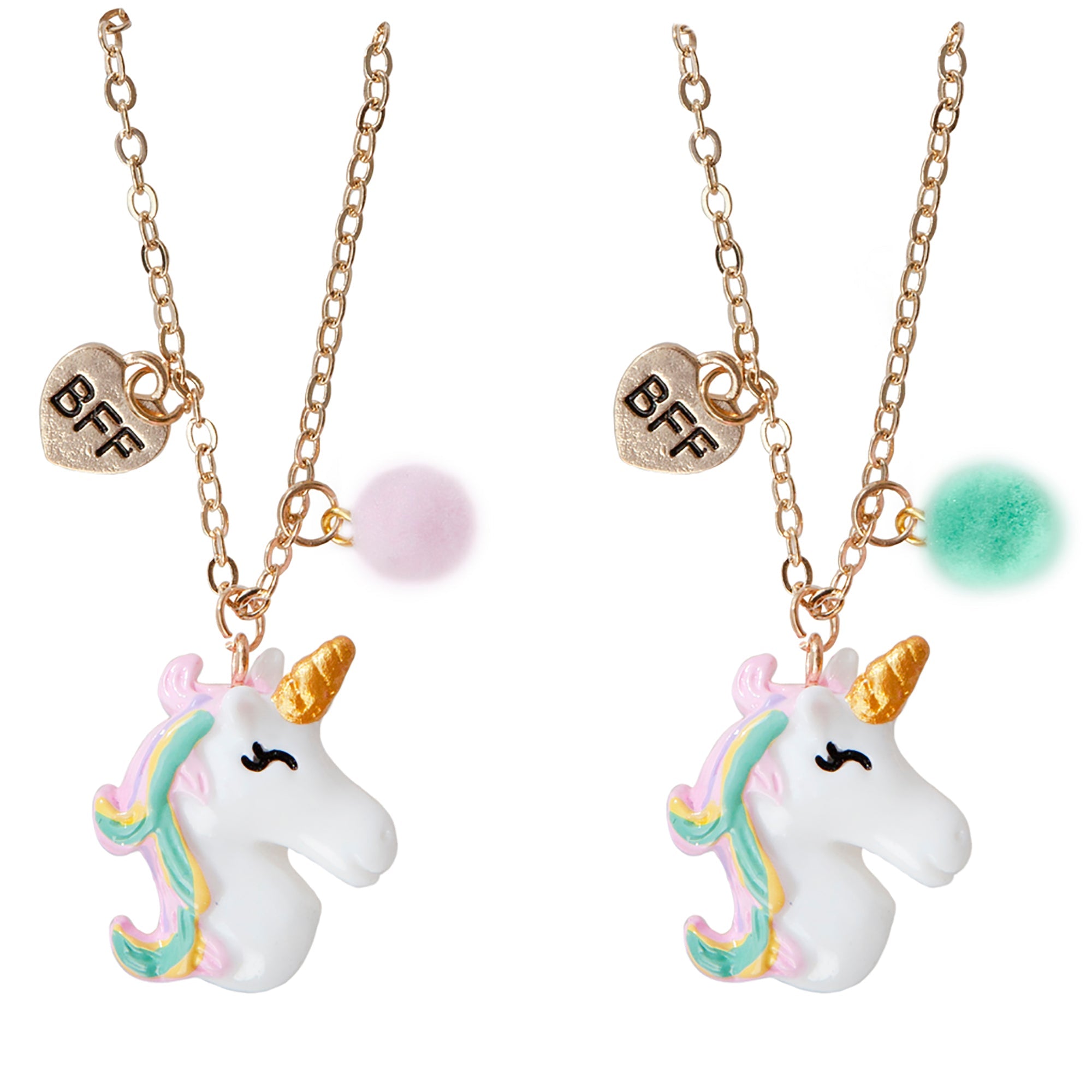 Kid's Jewelry 2pcs Unicorn BFF Necklace Set with Gold Chain